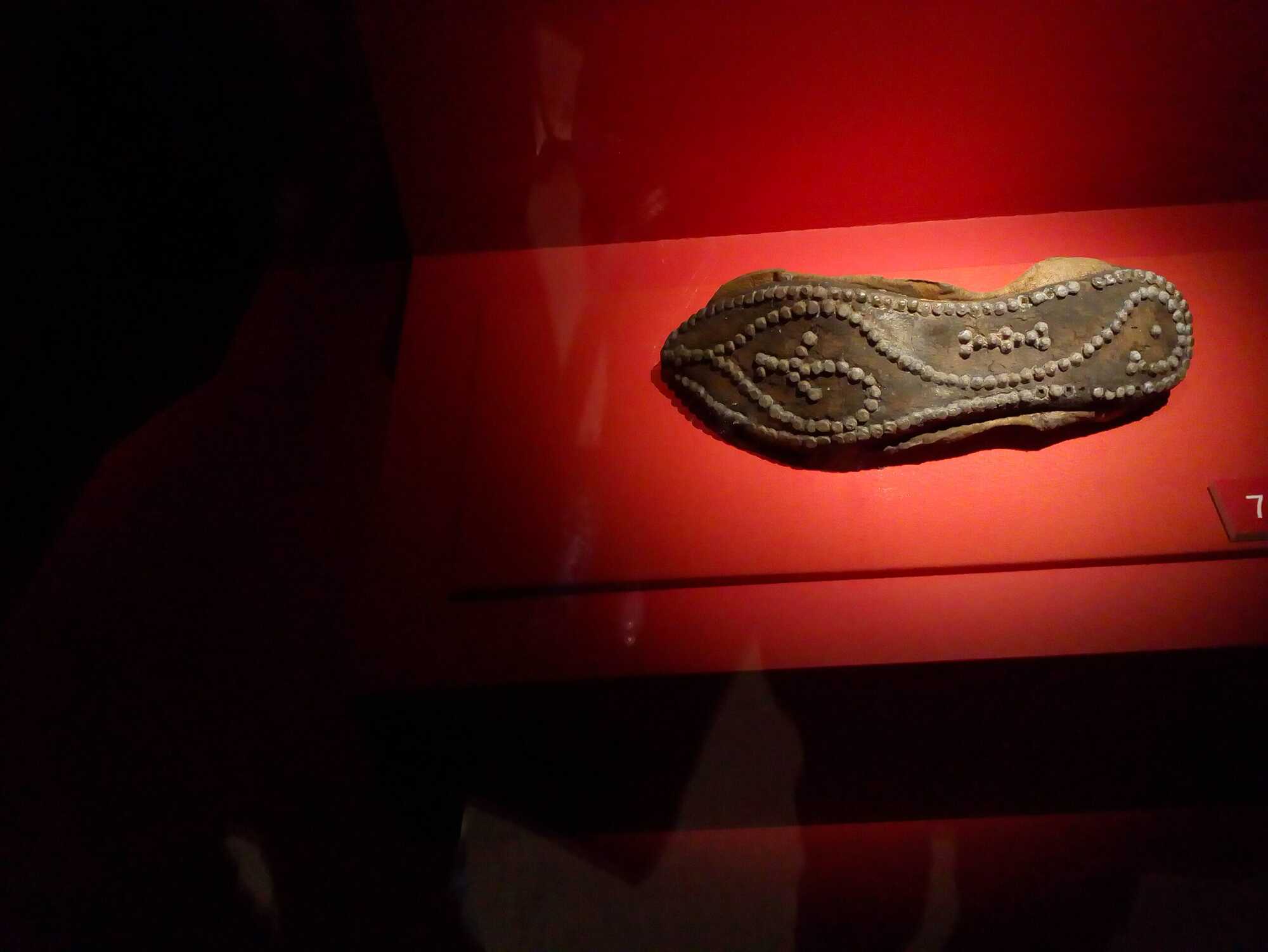 Vindolanda fancy Roman shoes in the museum
