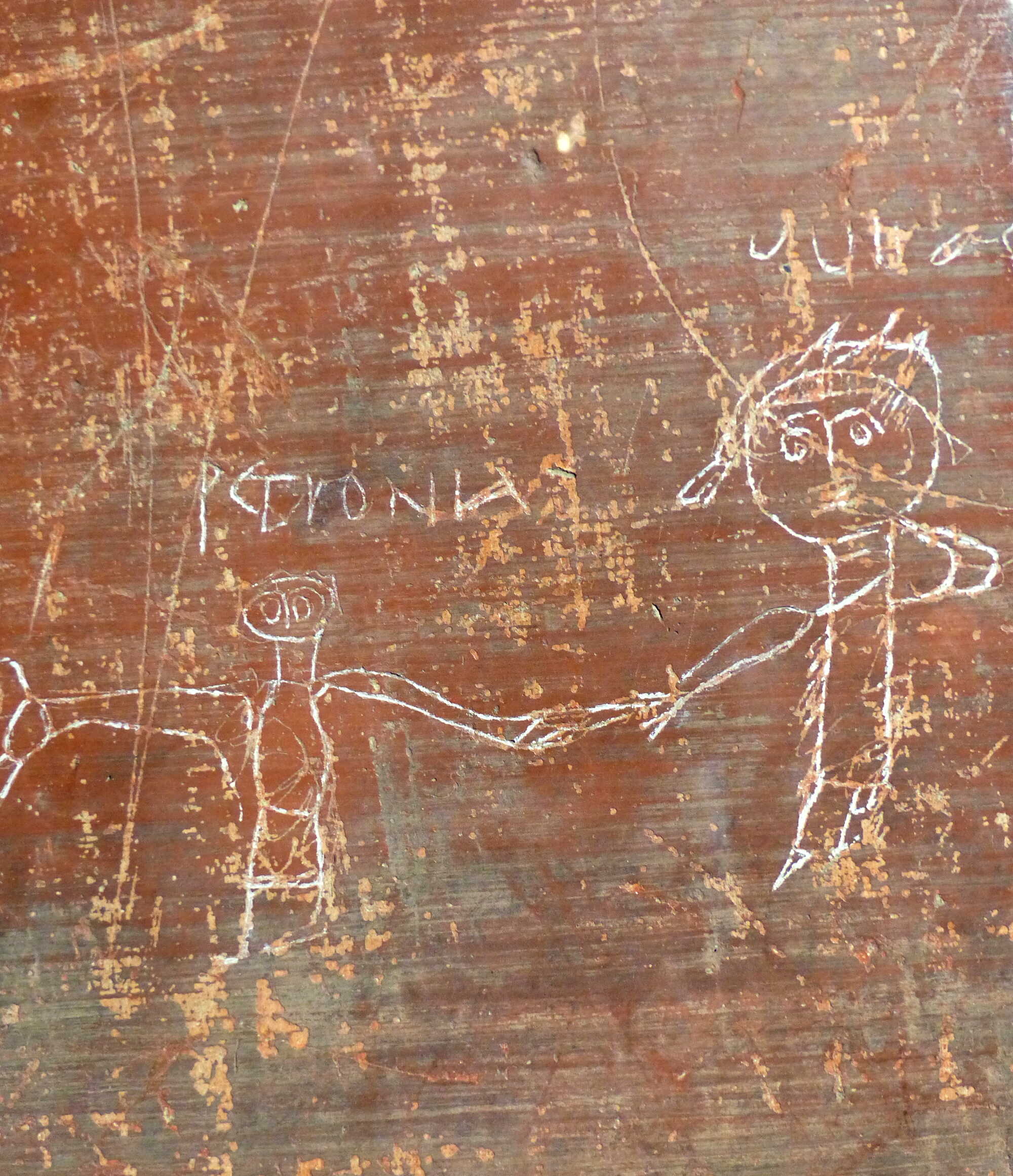 Graffiti with the inscription "Julia and Petronia" from the Roman villa of Bruckneudorf (detail).