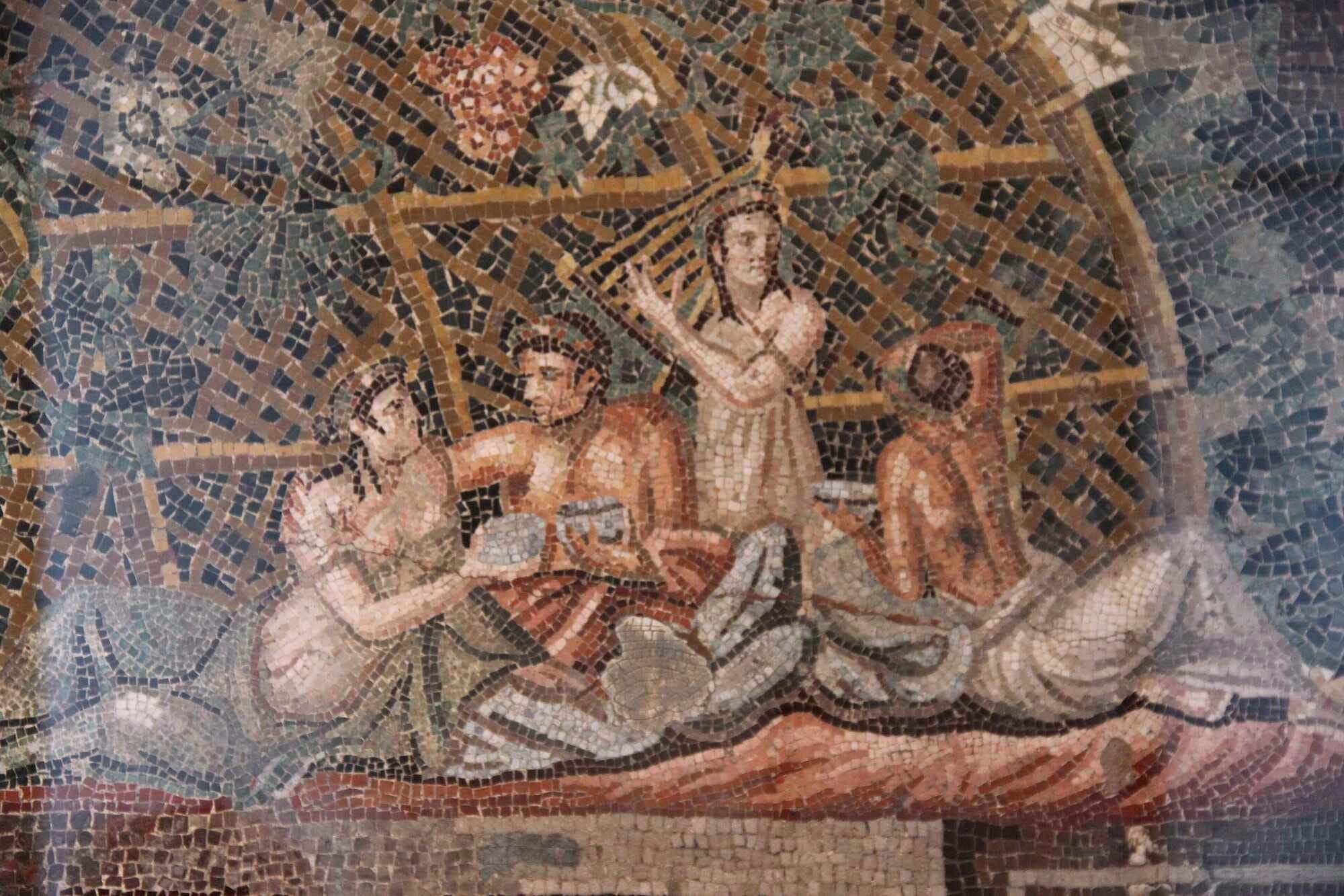 Roman Floor Mosaic of Banquet; from Palestrina Praeneste, Sanctuary of Fortuna, c. 80 BC 