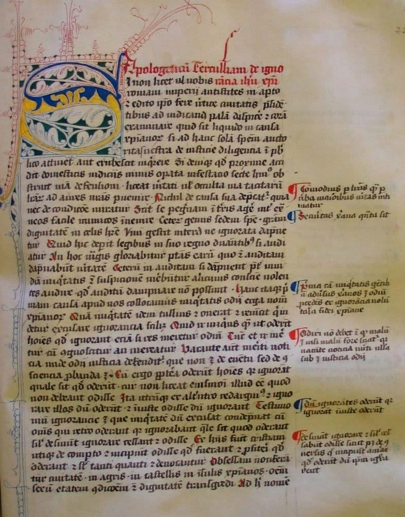 Codex Balliolensis, Tertullian's "Apologetics"
