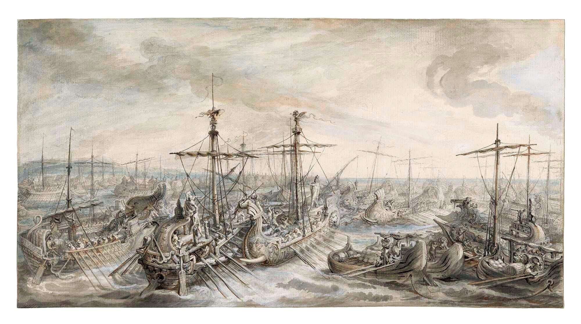 "The Naval Battle Near Ecnomus (256 BC)'' by Gabriel de Saint-Aubin