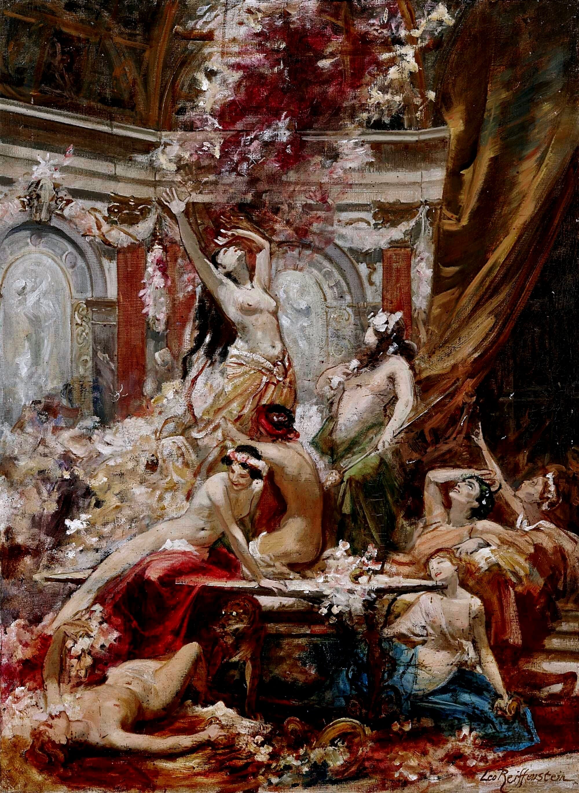 The Banquet of Heliogabalus (Overall Sketch), Leo Reiffenstein, circa 1890, oil on canvas, private collection