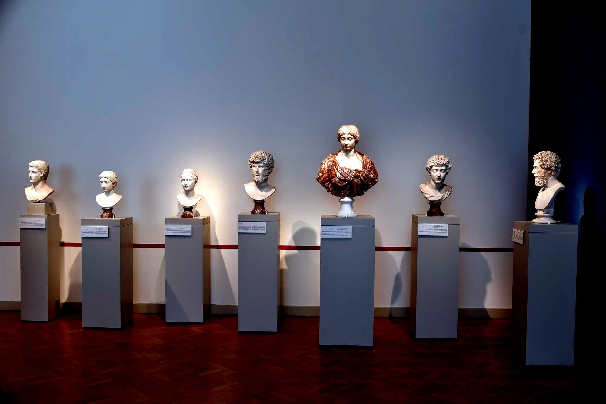 Ancient Roman busts of Emperors and Empresses at the Altes Museum in Berlin, Germany