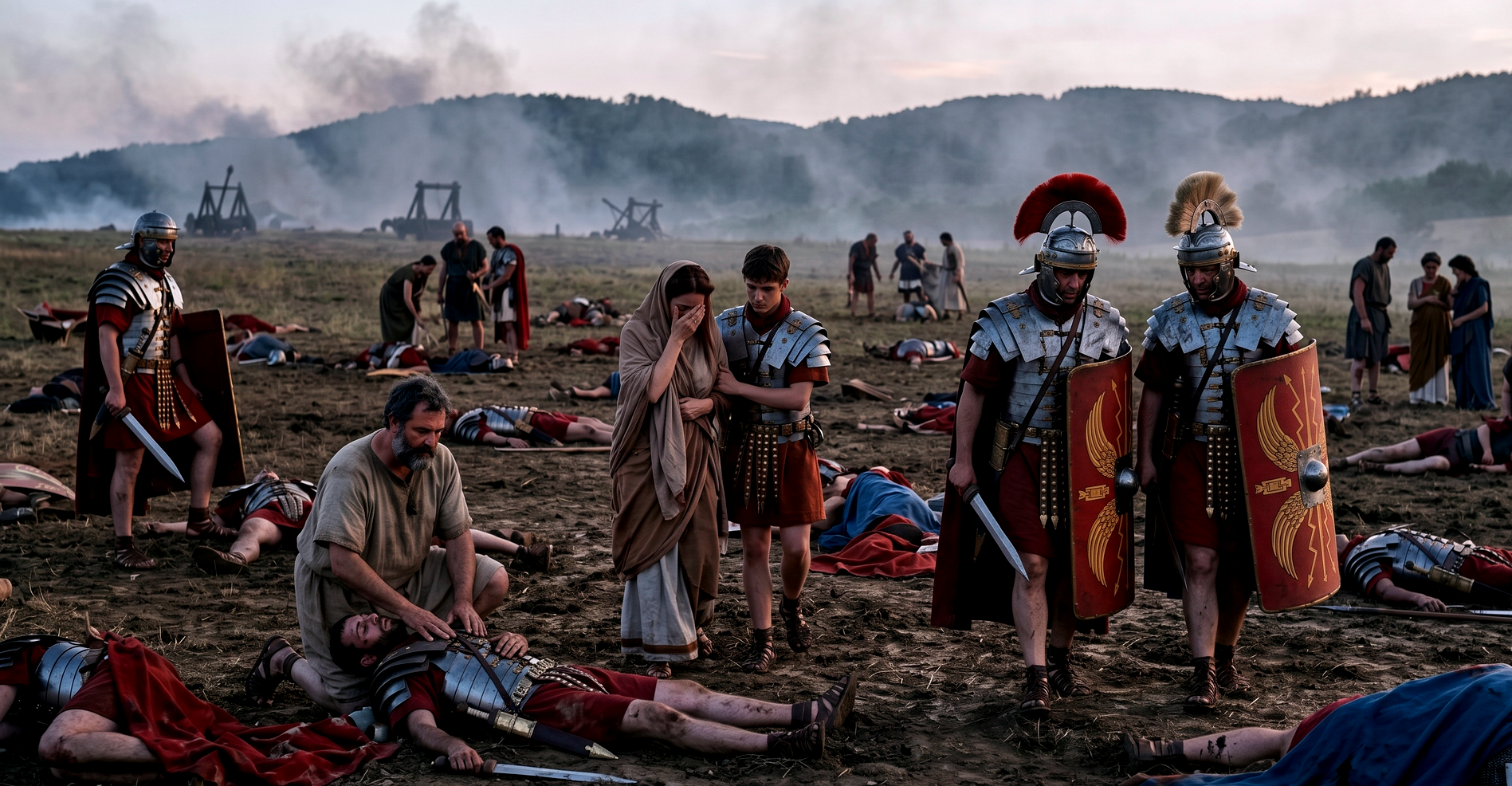 A possible representation of a Roman battlefield after civil conflict, with Romans recognizing the dead