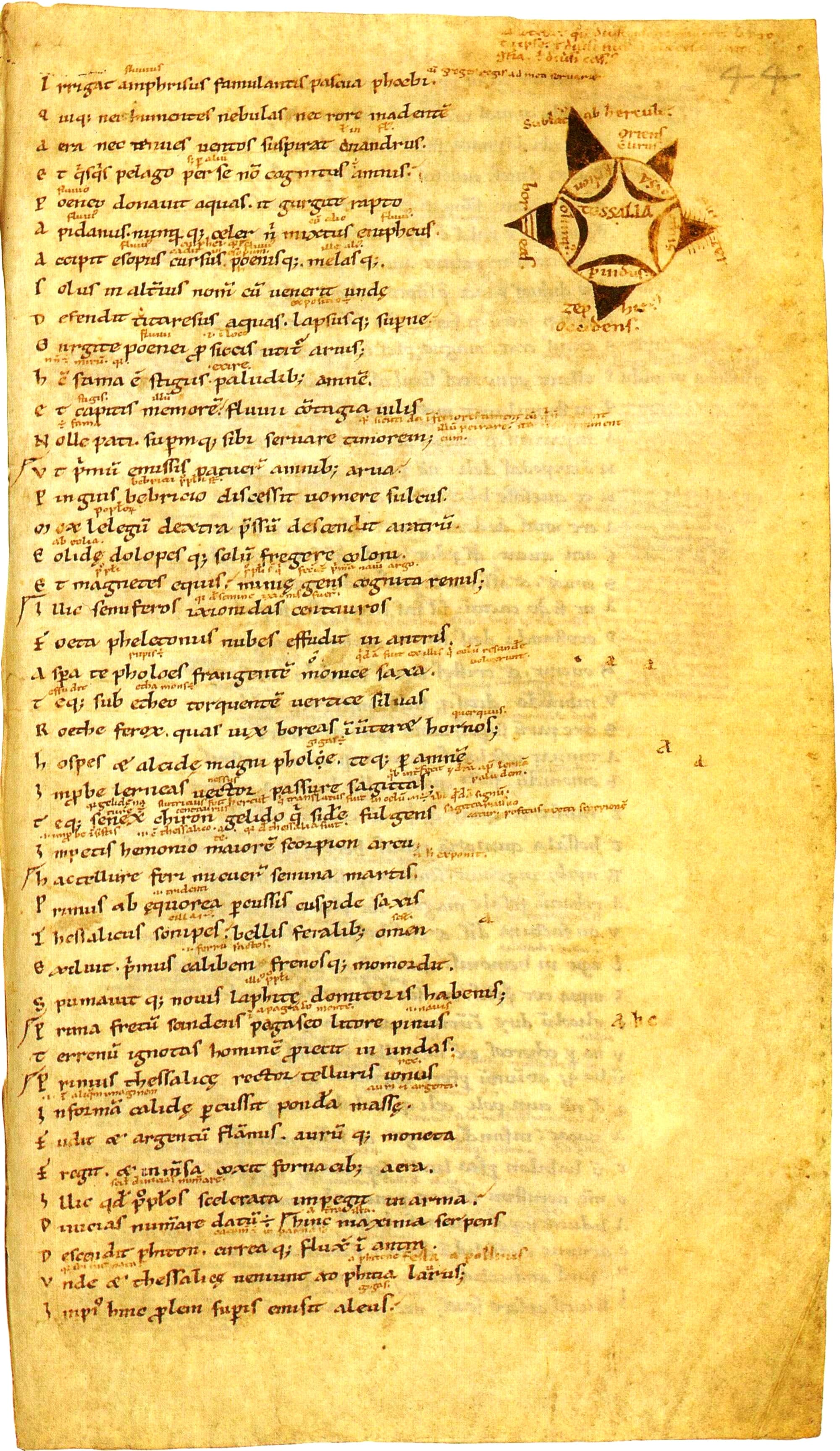 Lucan, Pharsalia, Book 6 verses 368-410, in ms. Biblioteca Apostolica Vaticana, Vaticanus Palatinus 