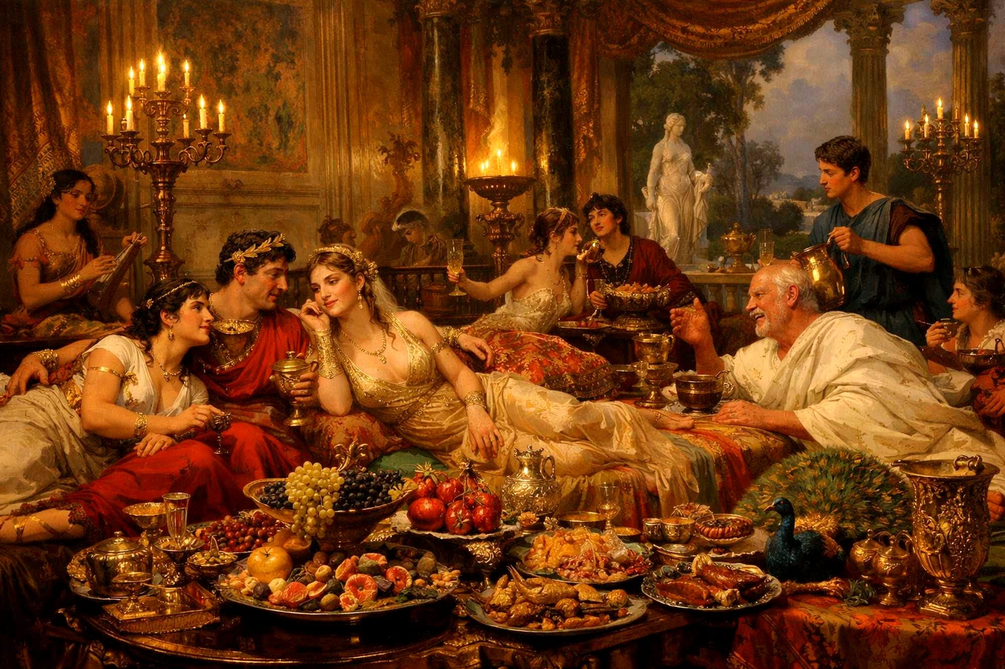 A possible representation of an ancient Roman banquet.