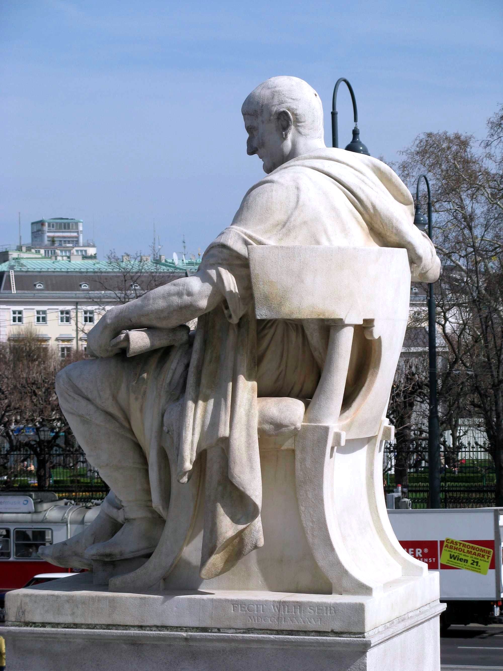 Statue of Sallust at Exterior of the Austrian Parliament Building