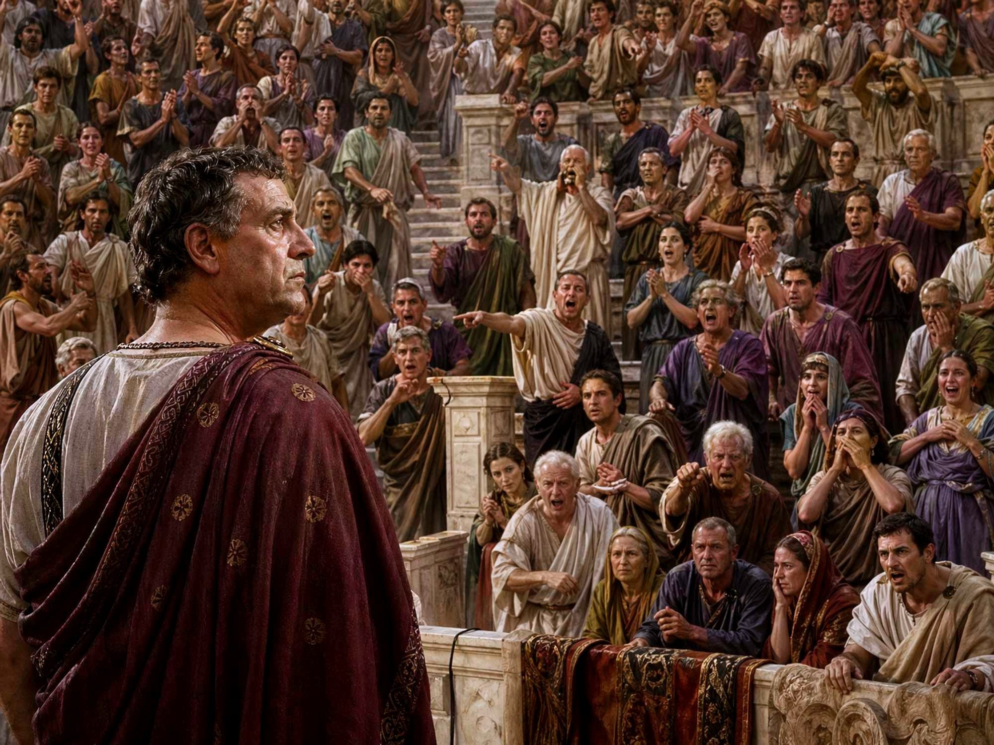 A possible representation of a public shaming scene in ancient Rome.