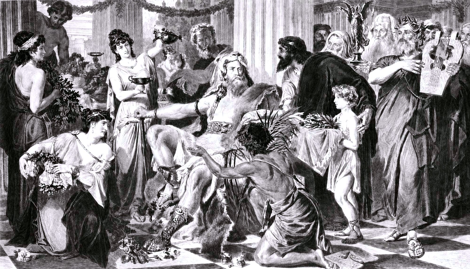 An 1894 photogravure of Alaric I taken from a painting by Ludwig Thiersch.