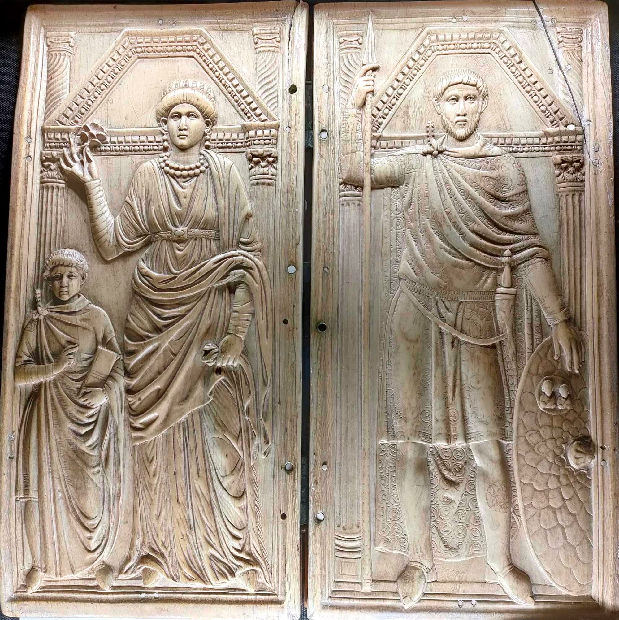 The Stilicho Diptych is a consular diptych from around 400, created for Stilicho, magister militum of the Emperor Honorius. The diptych is located in the Treasury of the Cathedral of Monza, to which it was donated by King Berengar I around 900.