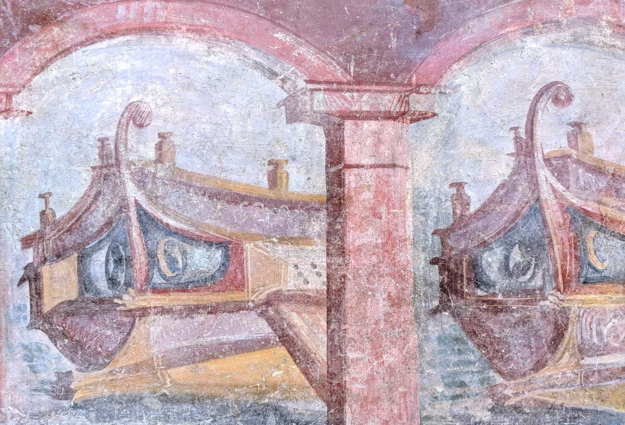Fresco Detail of two Triremes