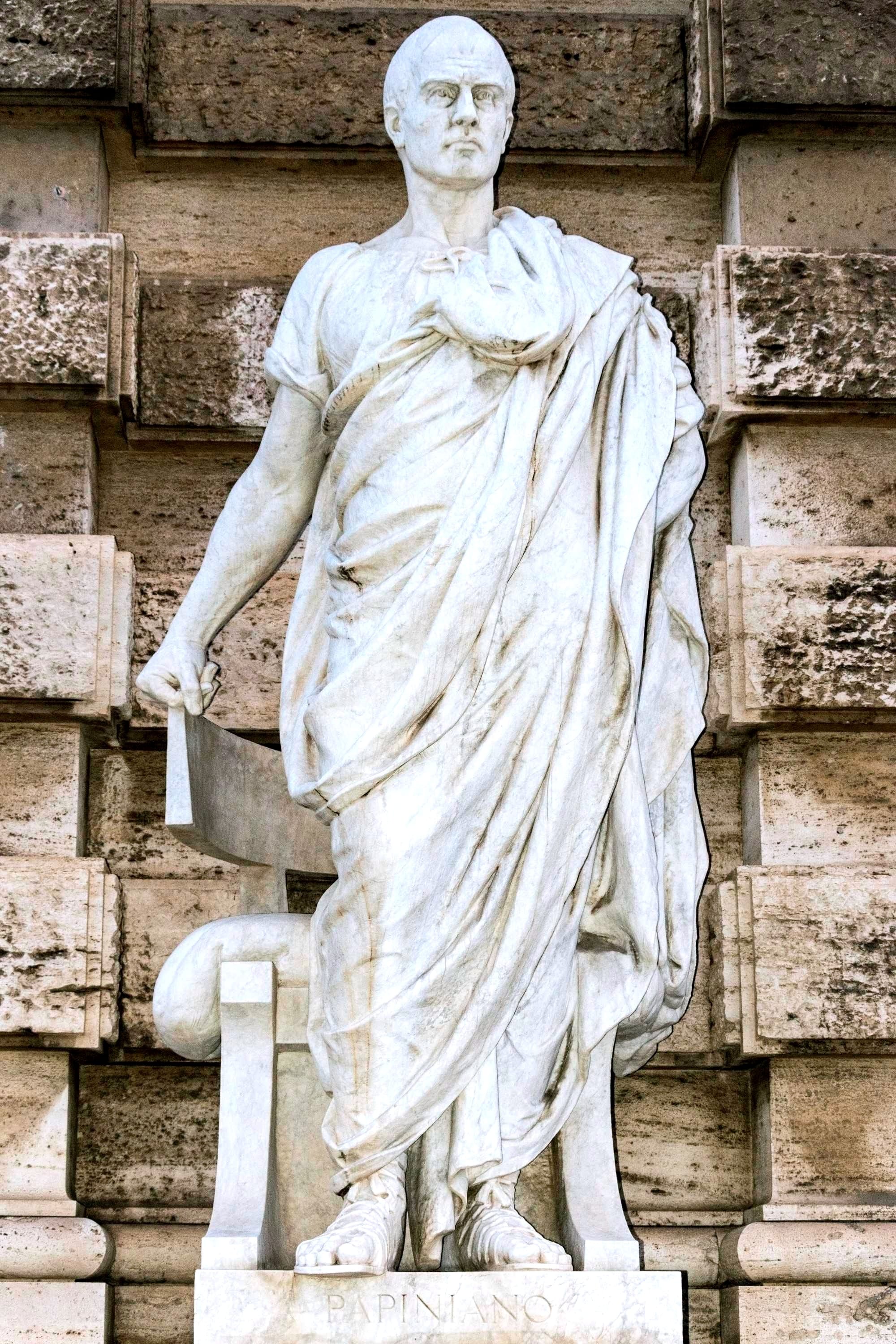 Statue of Aemilius Paulus Papinianus at the entrance to the Palace of Justice in Rome