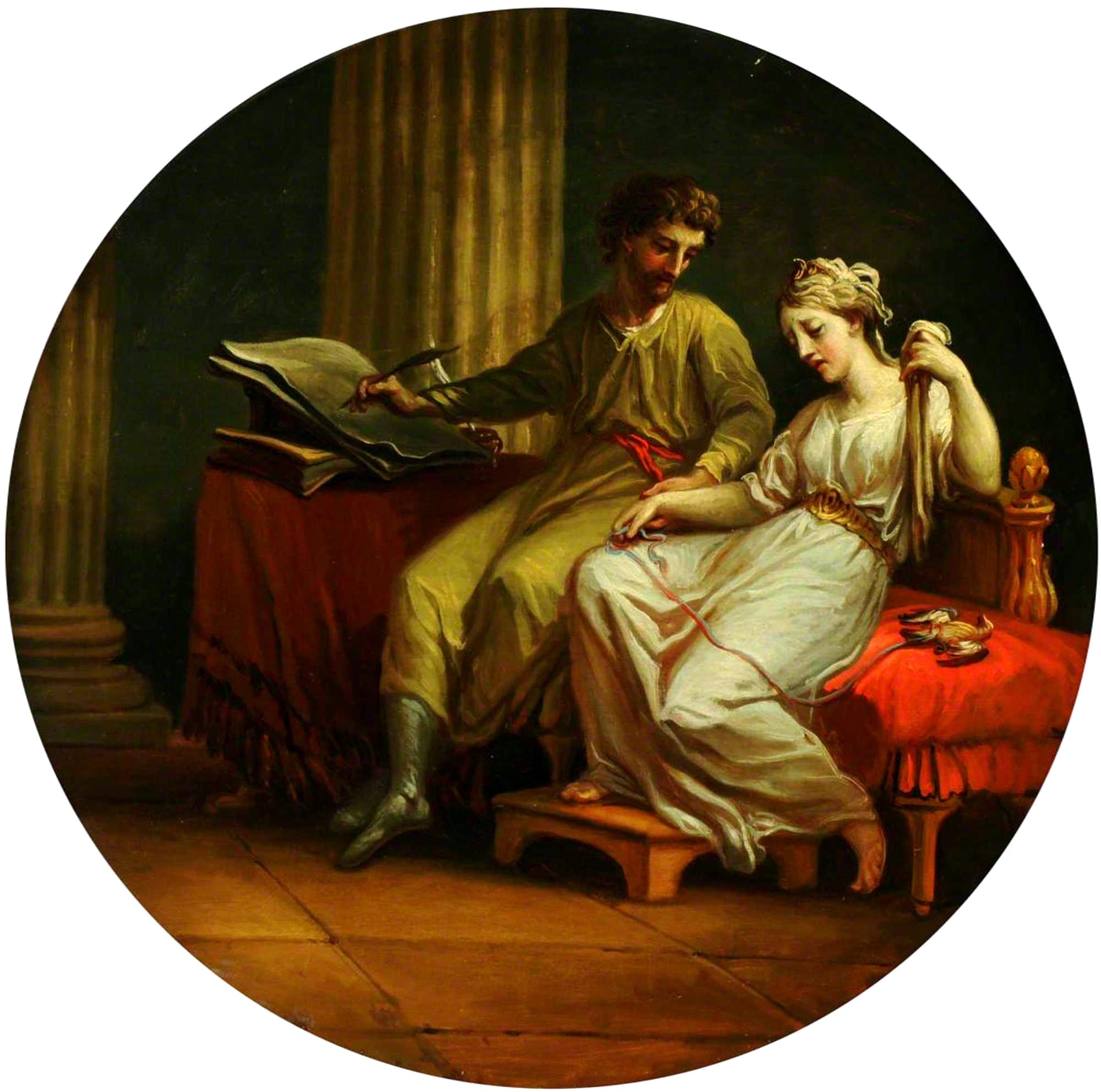 Antonio Zucchi: Catullus comforting Lesbia over the Death of her Pet Sparrow and writing an Ode