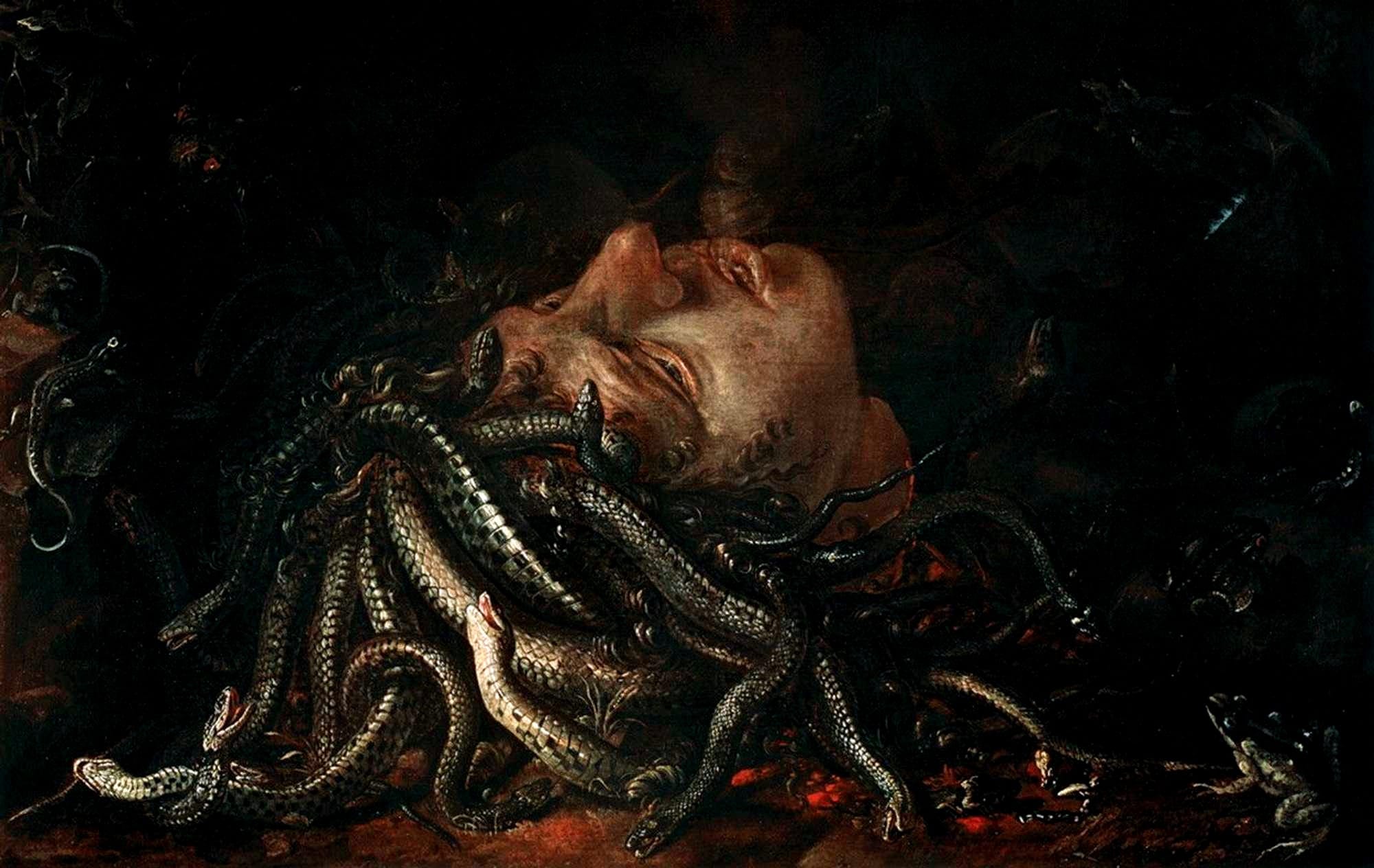 Head of Medusa, originally attributed to Leonardo Da Vinci. This painting was later believed to have been created by a Flemish painter in the late 16th or early 17th century. But we have reason to believe that this painting was done by Caravaggio