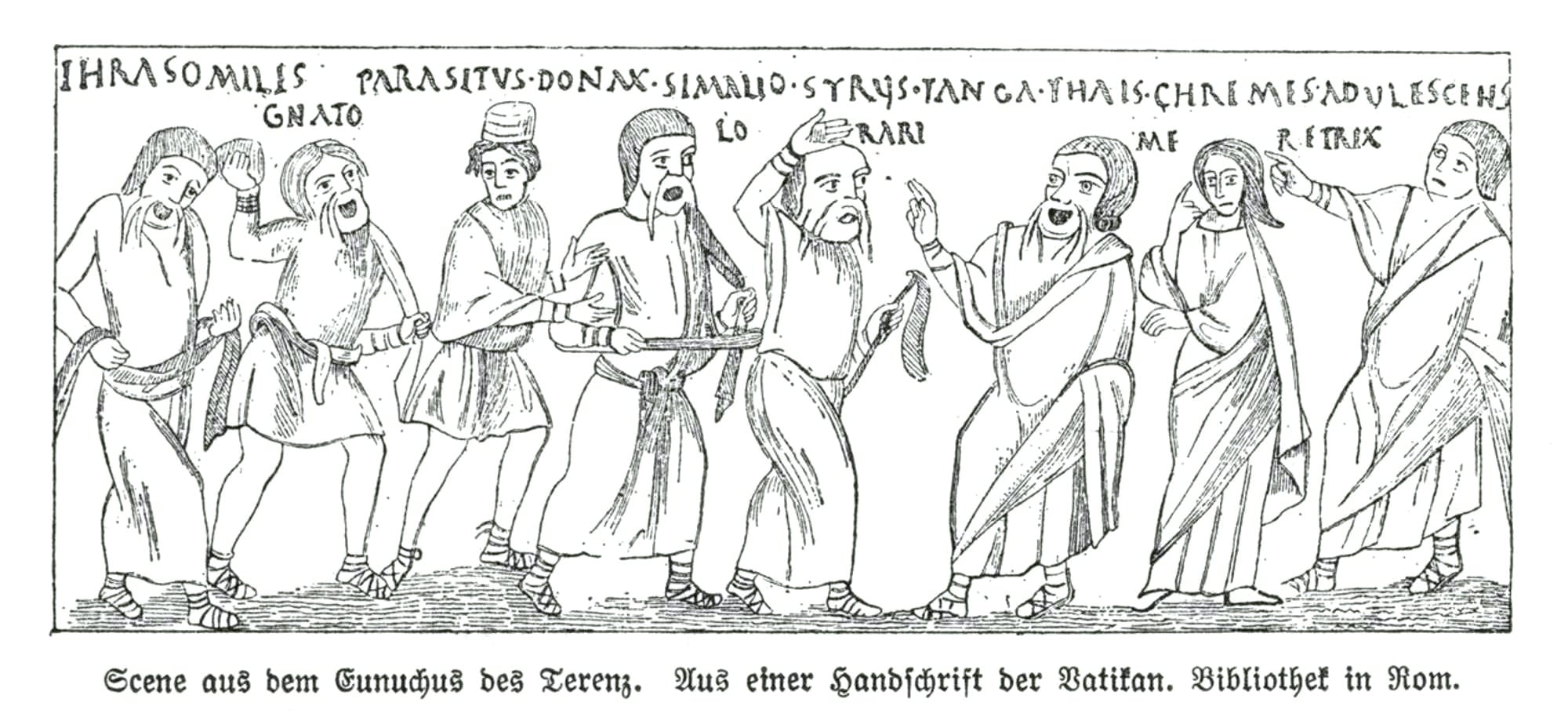 Scene from Eunuchus (The Eunuch), comedy by the Roman playwright Terence