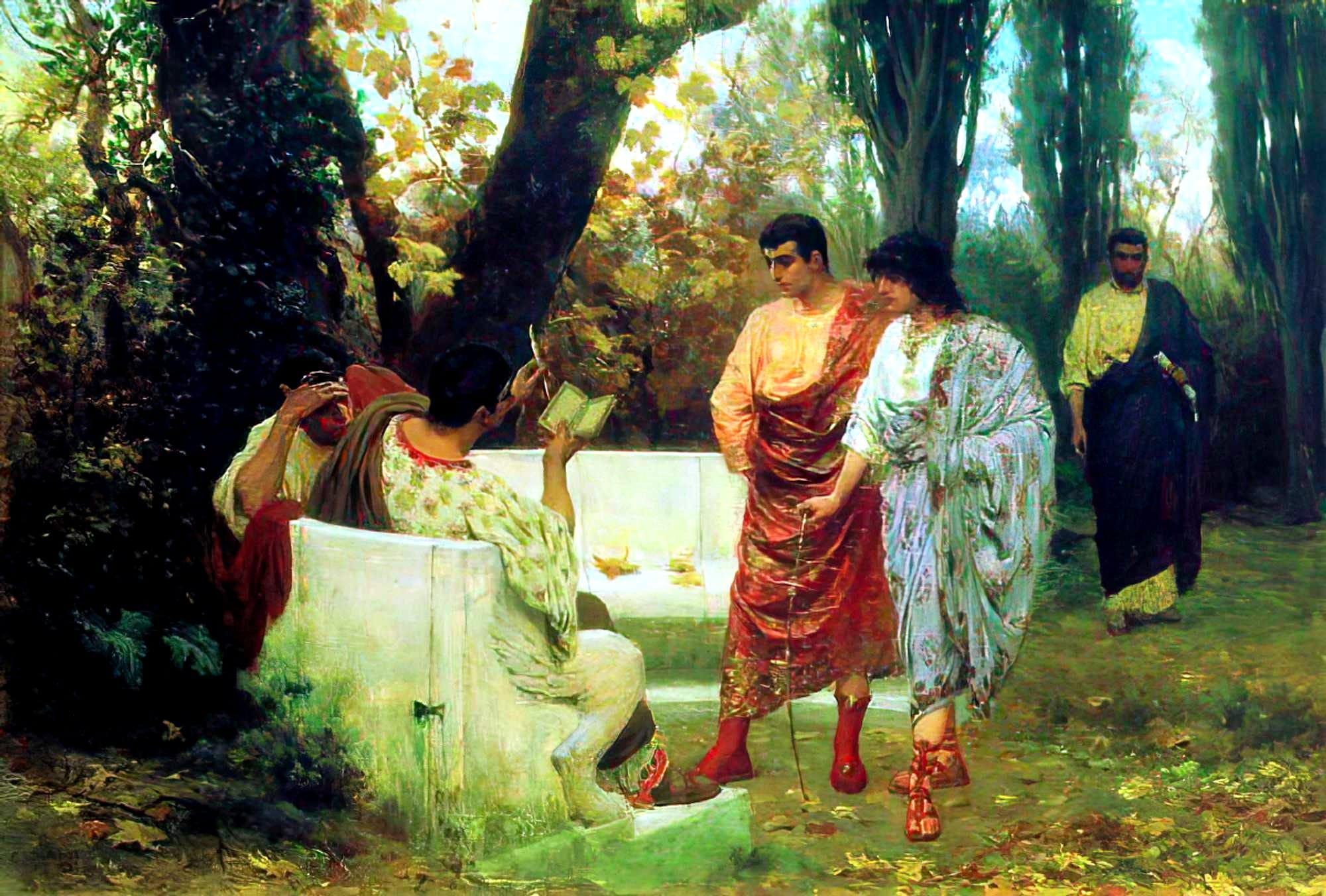Stefan Bakałowicz: Roman poet Catullus reading to his friends.