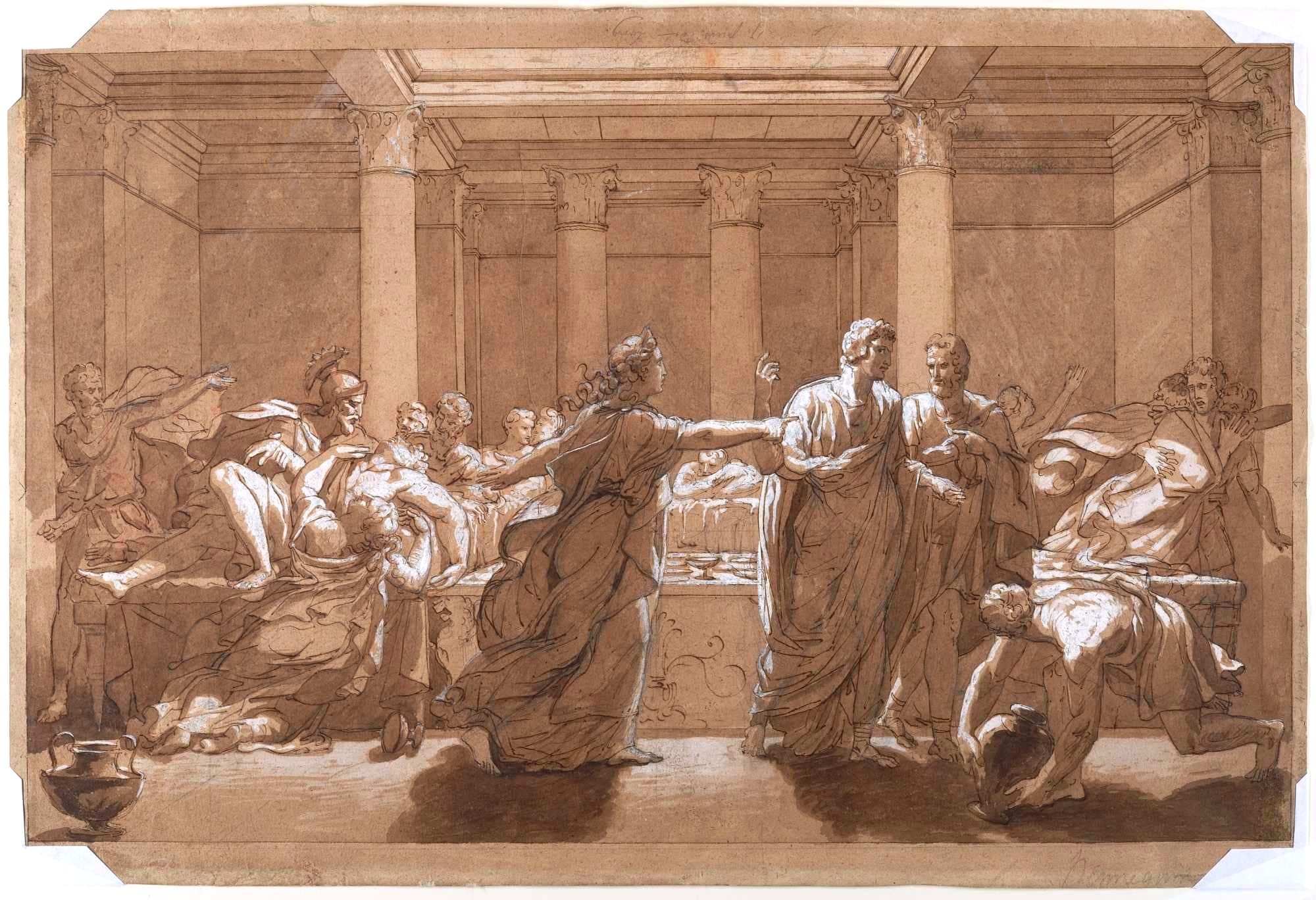 The Death of Britannicus, drawing, Alexandre Denis Abel de Pujol