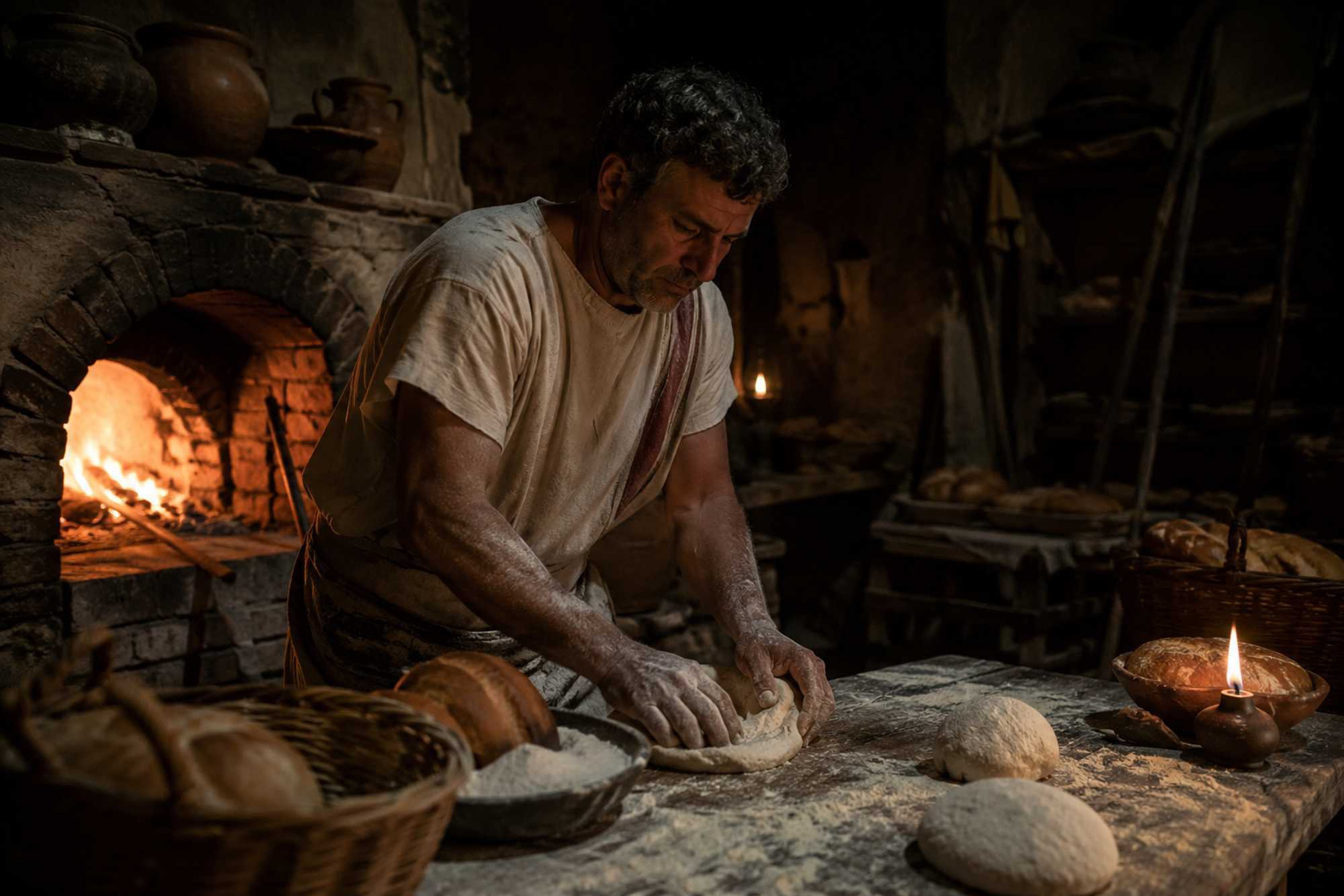 A possible representation of a Roman baker at work.
