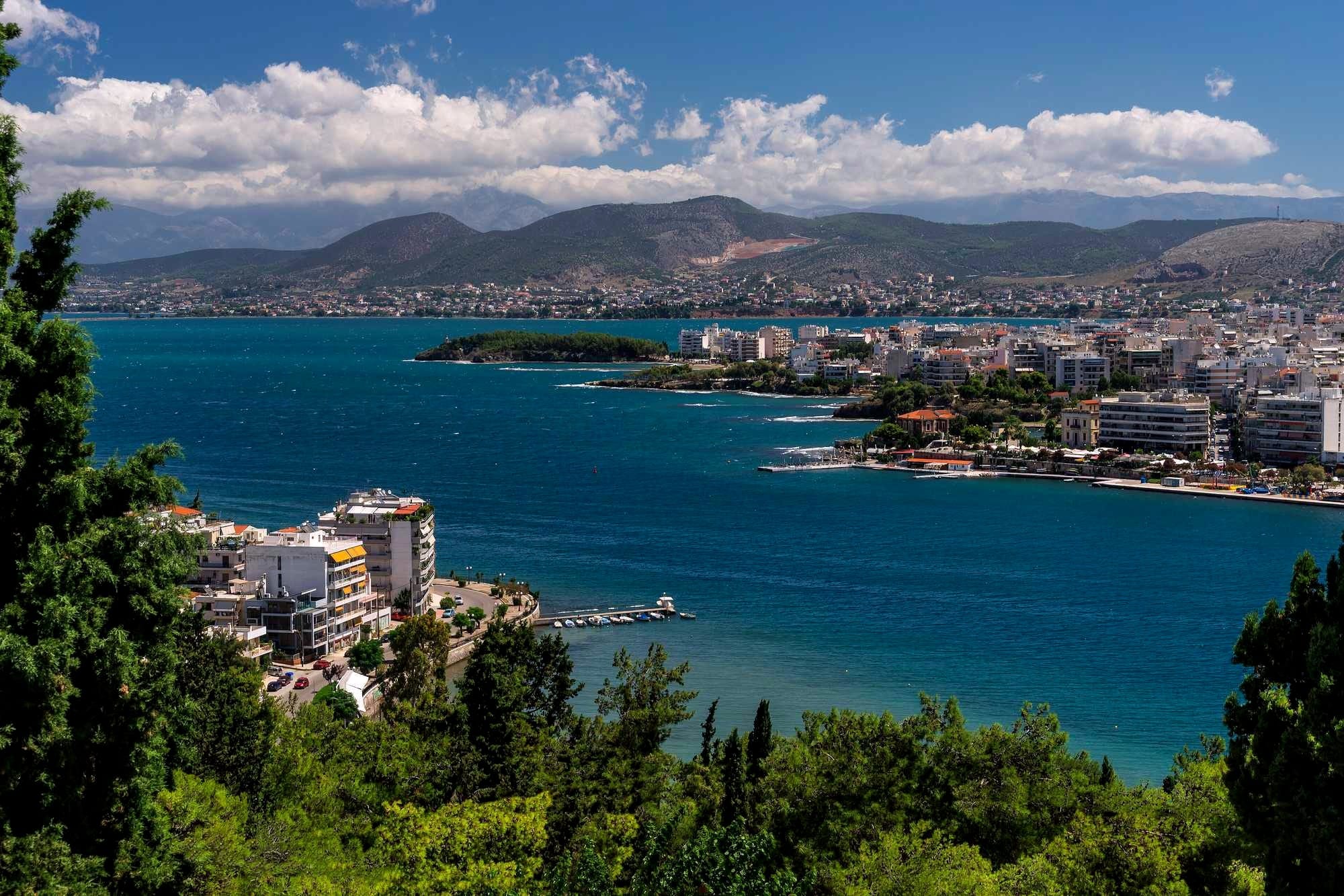 View of Chalkida, from Karababa castle, Greece.