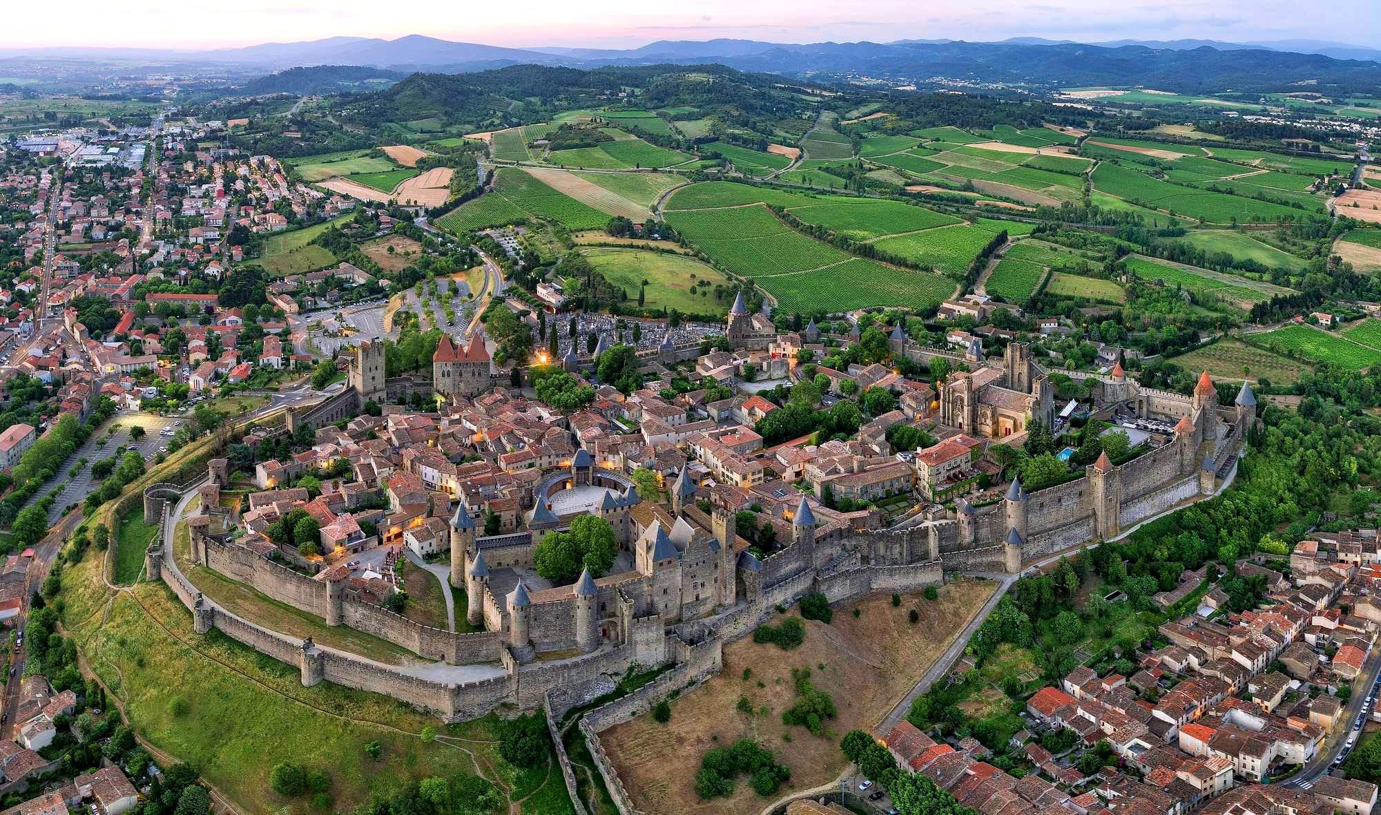 Aerial panorama of the City of Carcassonne