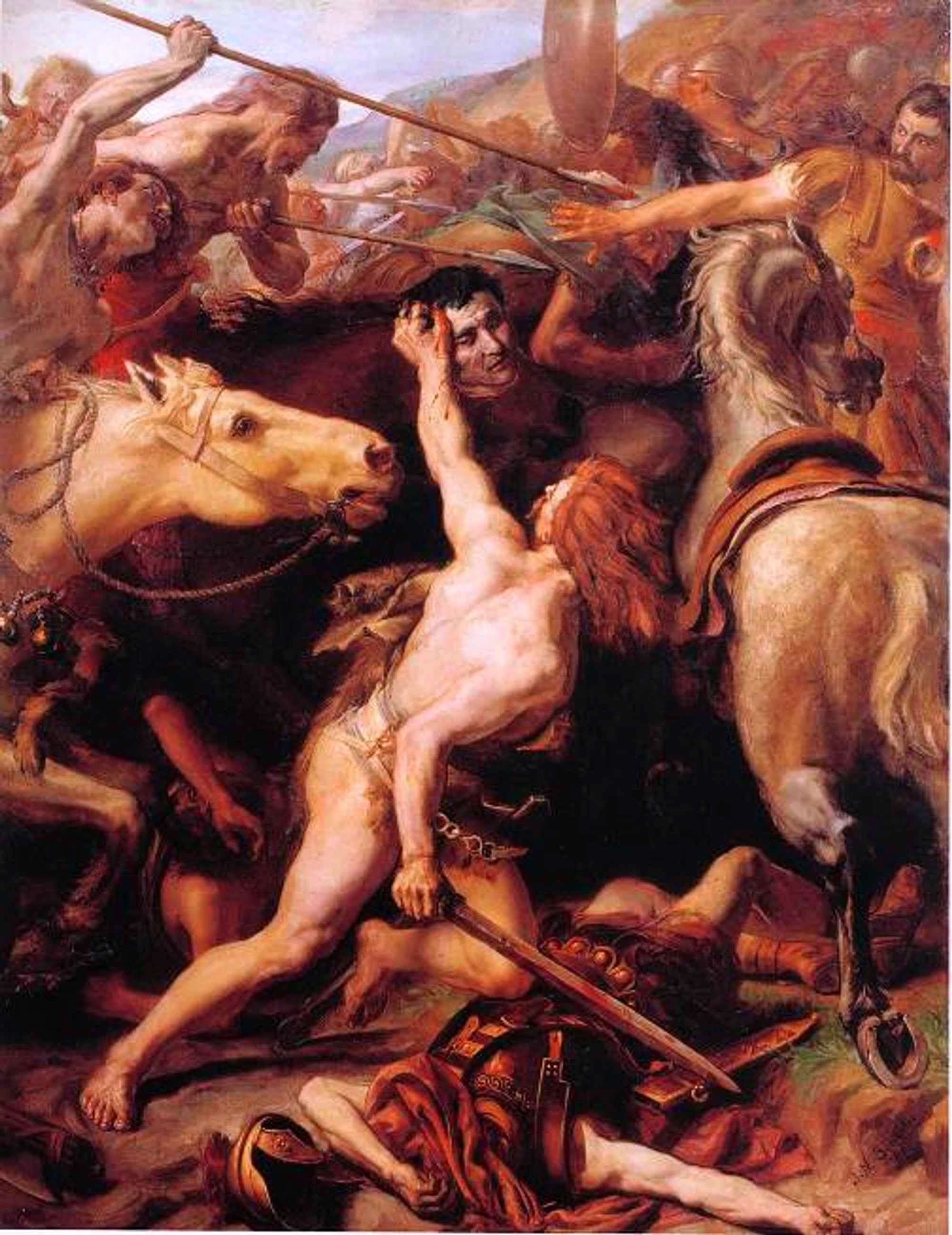 Ducarius decapitates Flaminius at the Battle of Lake Trasimene, by Joseph-Noël Sylvestre. Béziers (Languedoc-Roussillon), Musée des beaux-Arts