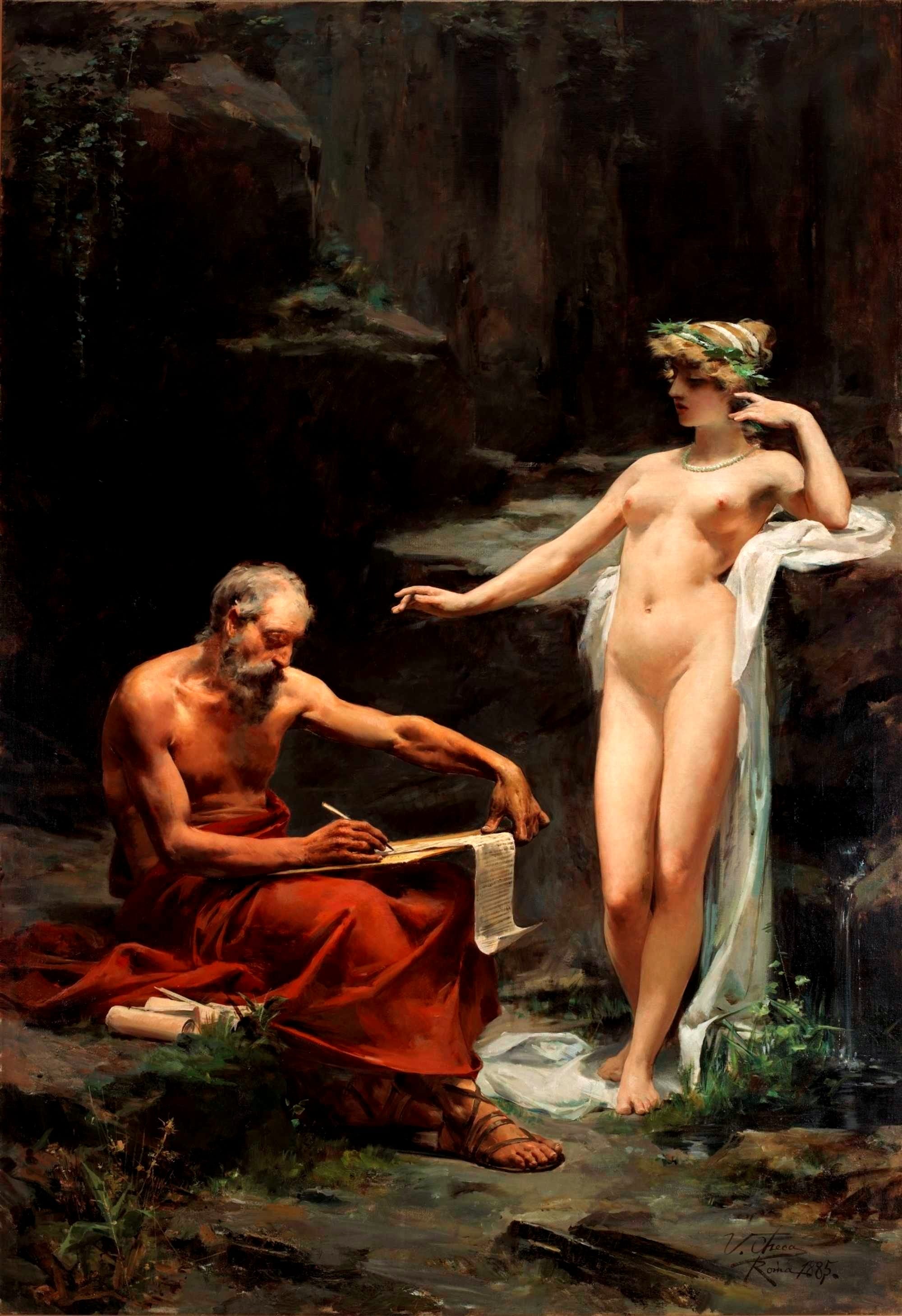 The nymph Egeria dictating the laws of Rome to Numa Pompilius