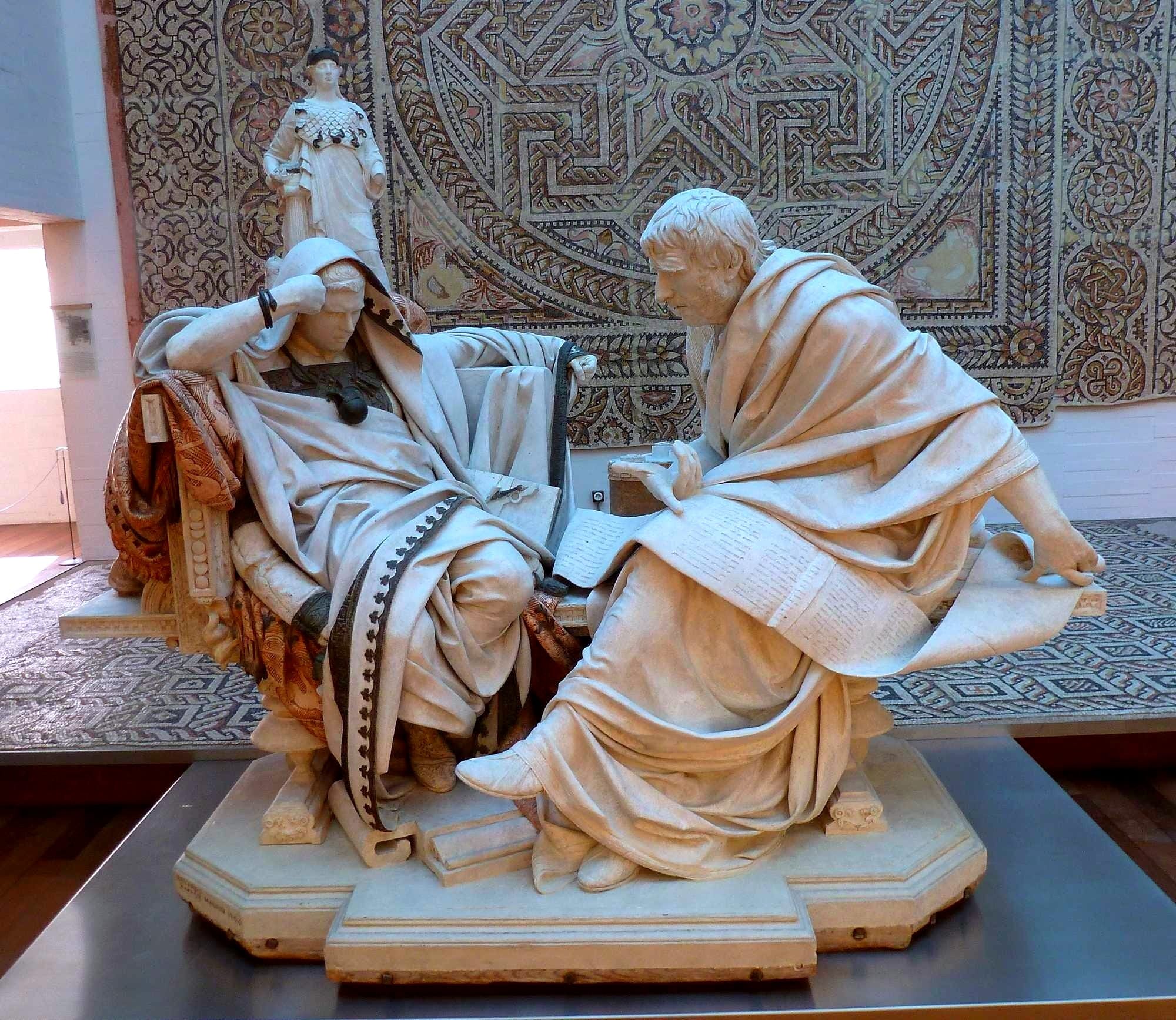 Preparatory plaster sculpture of Nero and Seneca. Awarded a first-prize medal at the National Fine Arts exhibition in Madrid in 1904. Barrón never produced a final version of it, in bronze or marble. 