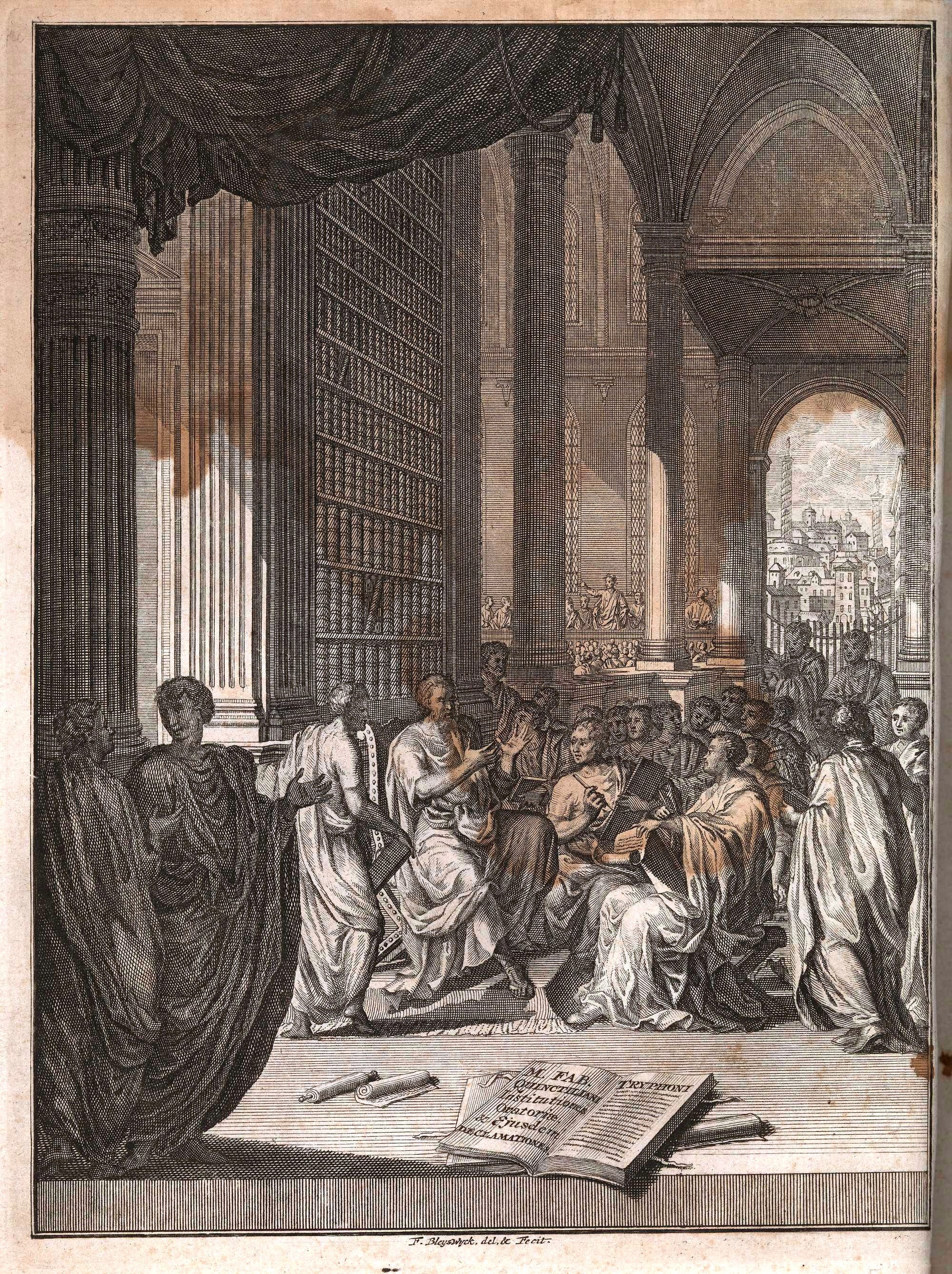 Frontispiece of Quintilian’s Institutio oratoria, ed. by Pieter Burman(n) the Elder, Leiden 1720. 