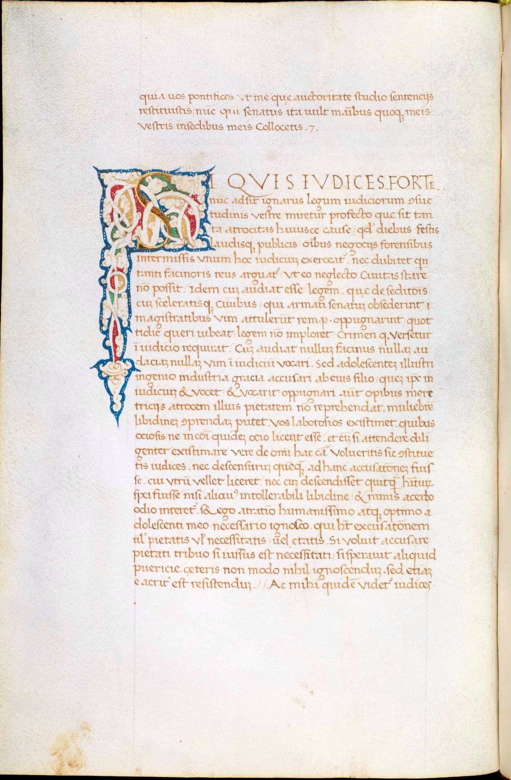 Copy of one of Cicero's orations (Pro Caelio) which are found in a 15th century codex from Italy. 