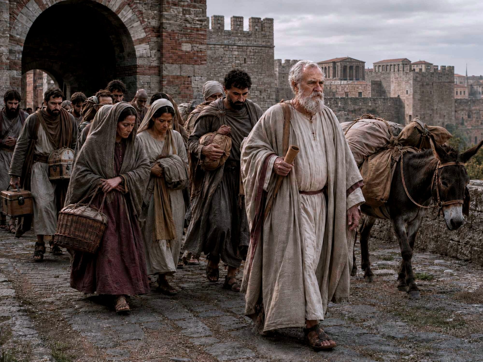 A possible representation of Demophilus, leaving Constantinople with is followers.