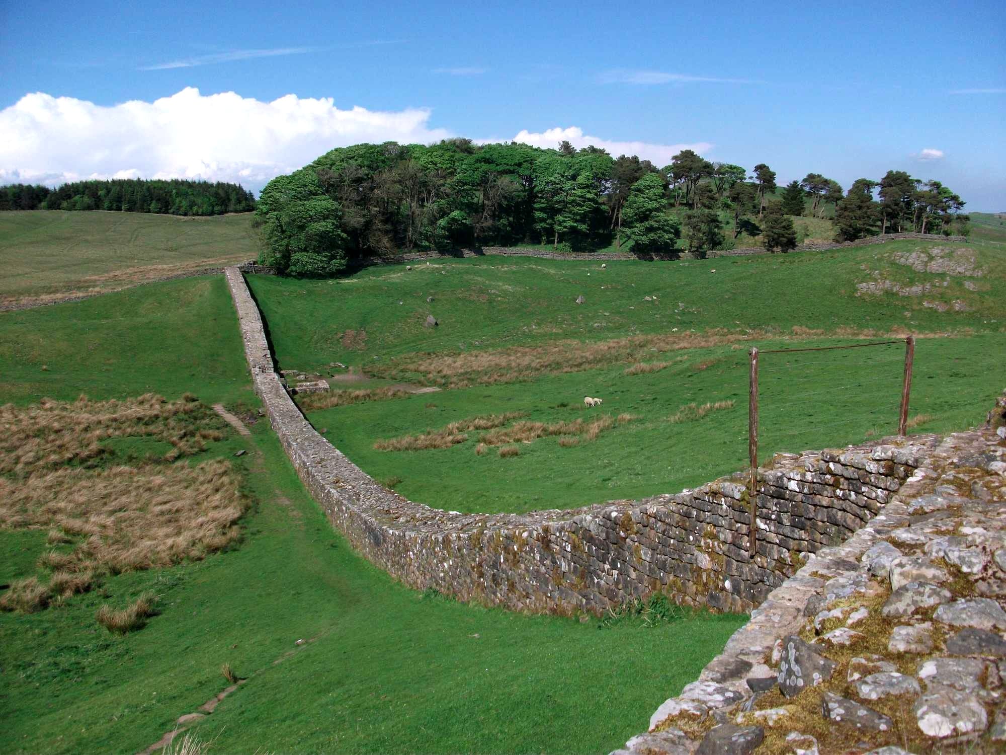 Housesteads fort, section of Wall and vallum between the field boundary west of milecastle 36 and the field boundary west of tur