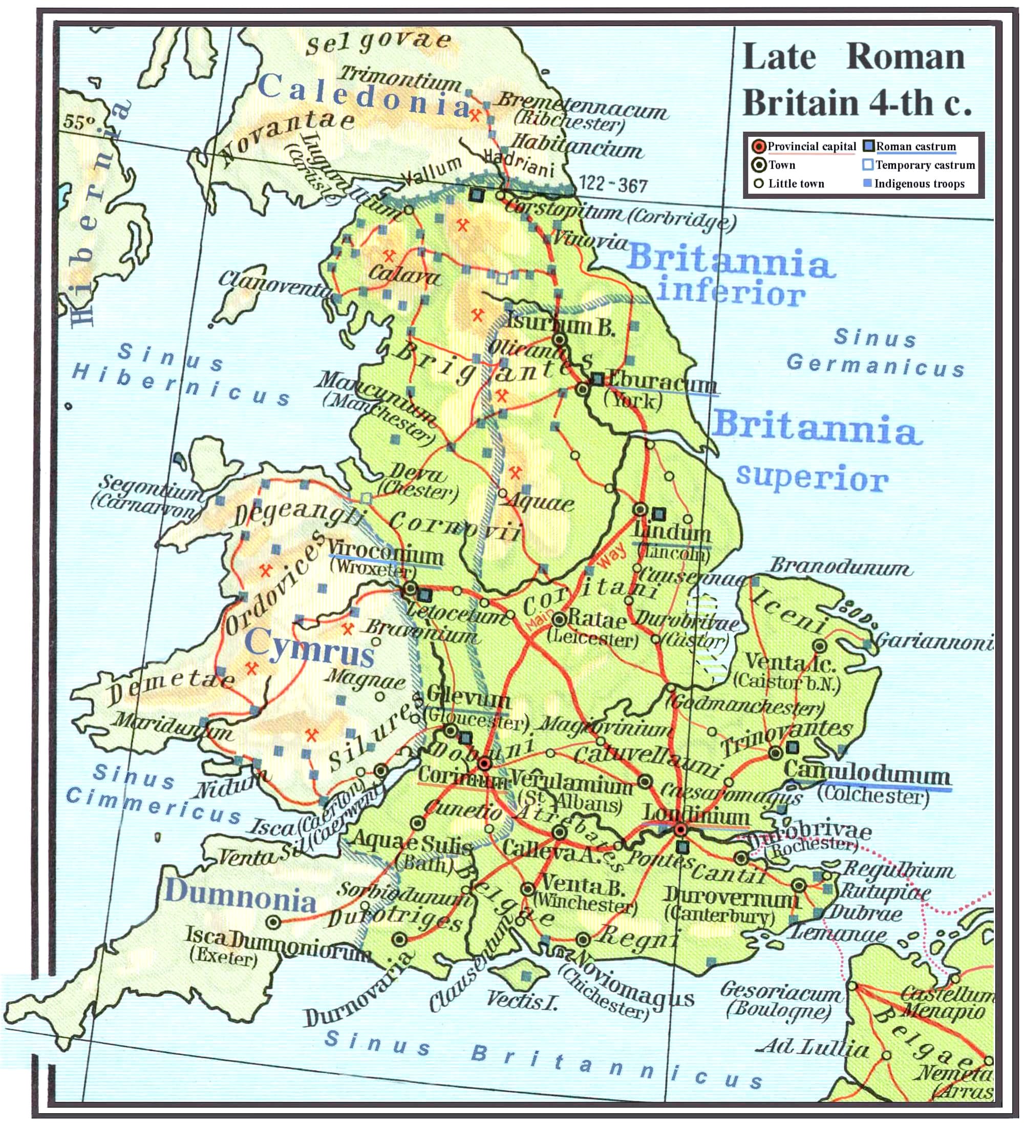 Late roman Britain map