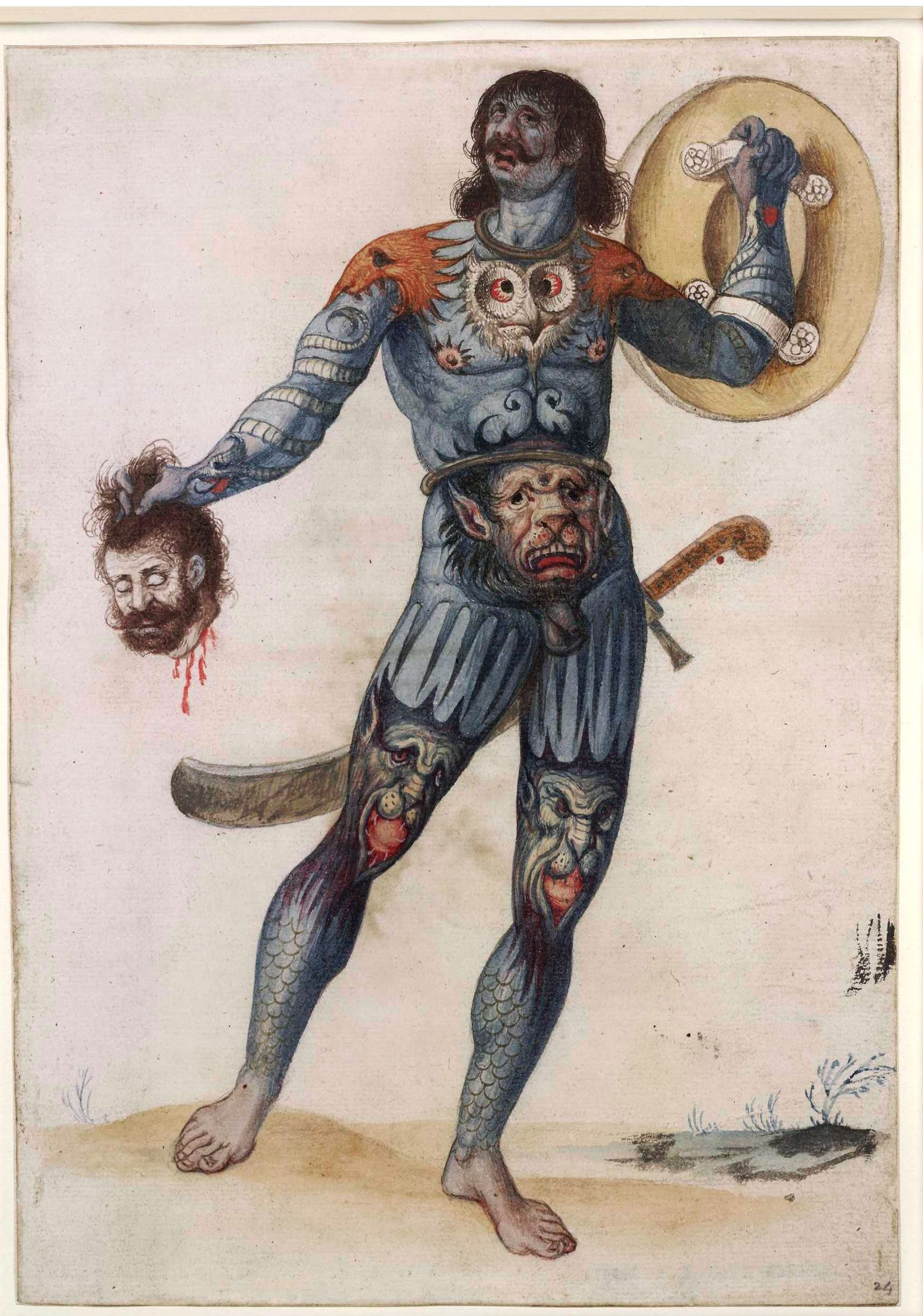 John White - A Pictish warrior holding a human head