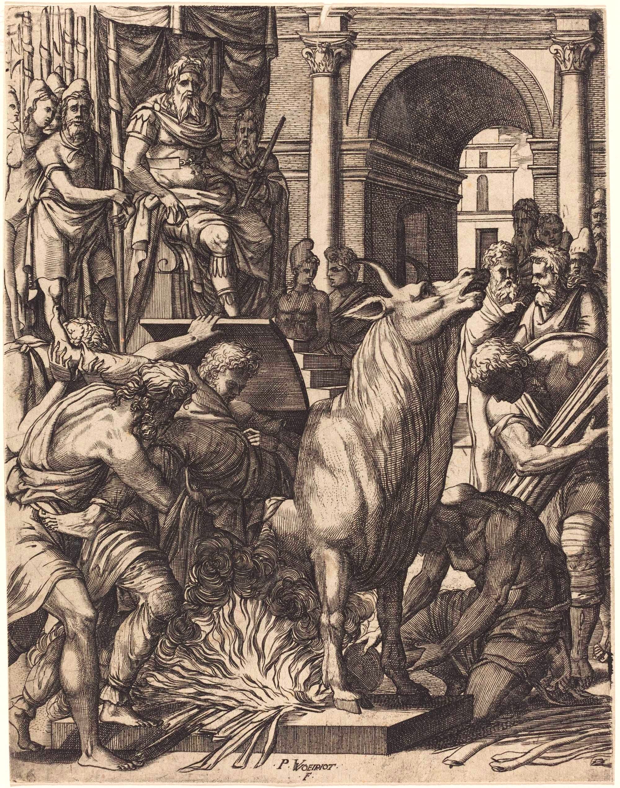The Brazen Bull of Phalarus Engraving.