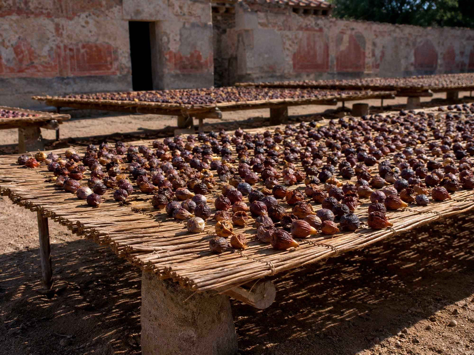 A possible representation of a setting where figs were left under the sun to dry.
