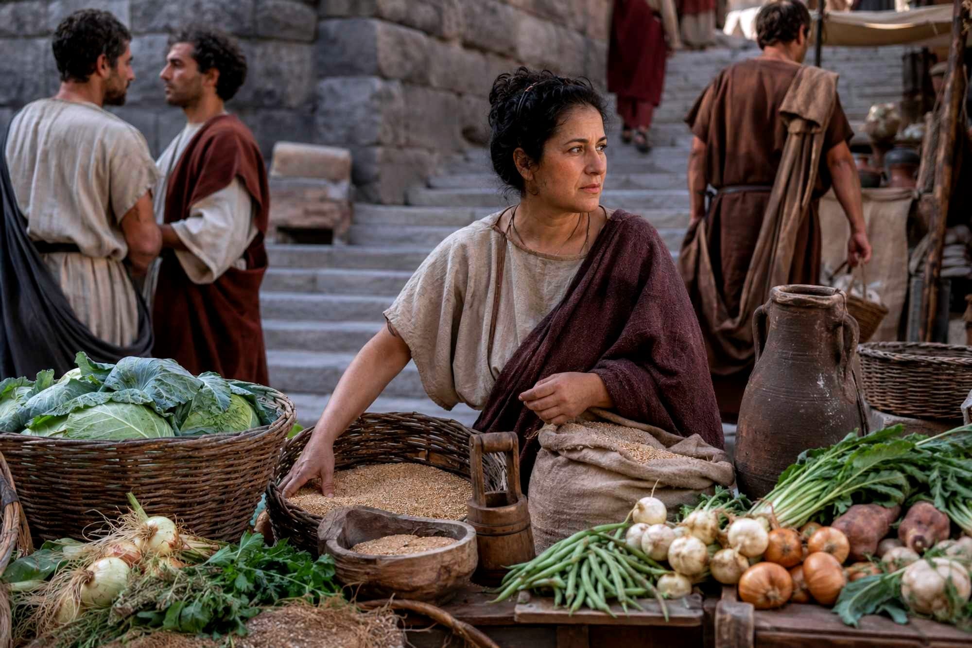 A possible representation of Abudia Megiste, negotiatrix of grain and vegetables at a location in Rome called the Middle Stairs.