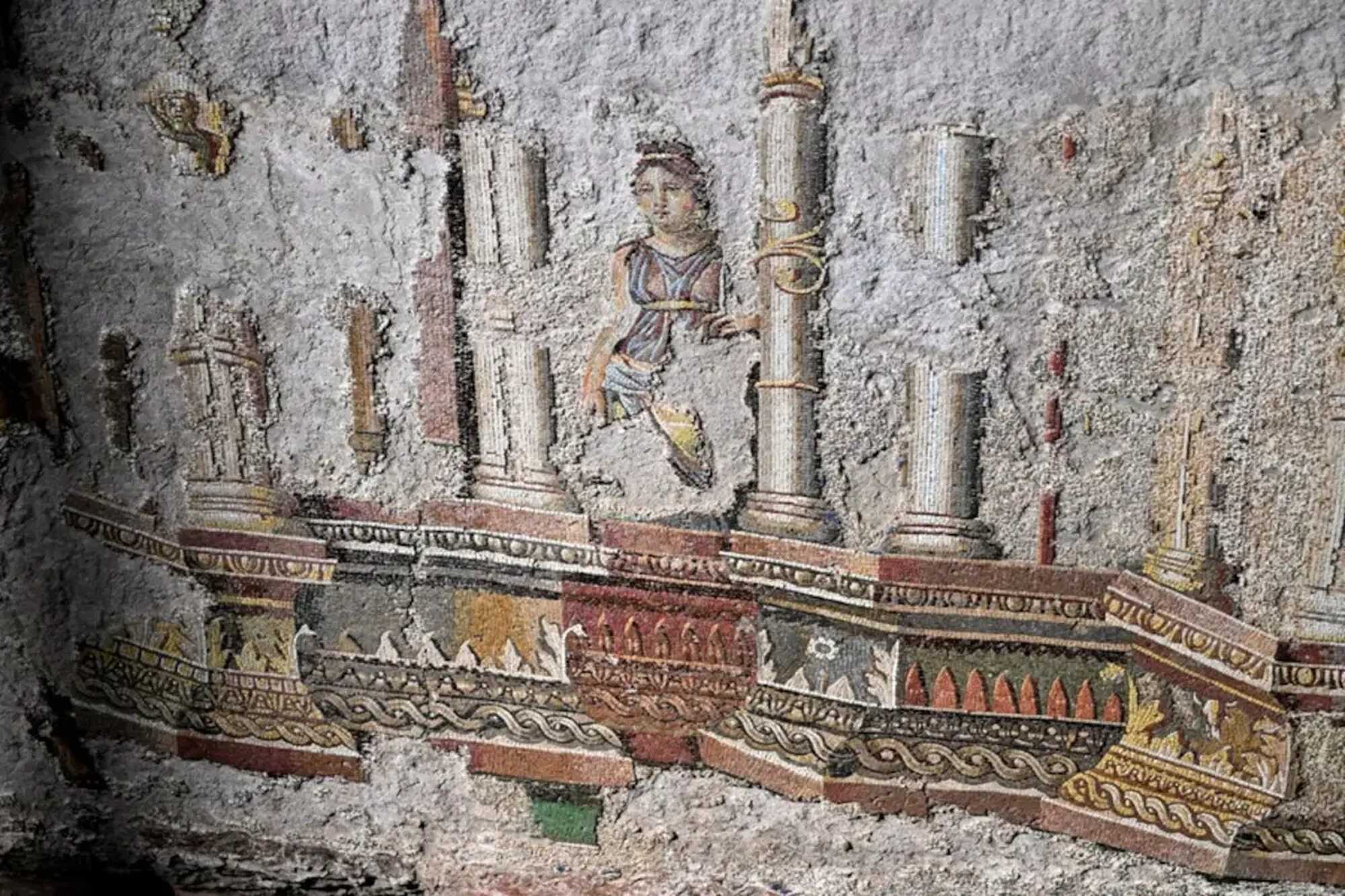 Another detail from the restoration of the largest Roman mosaics in Trajan's Baths