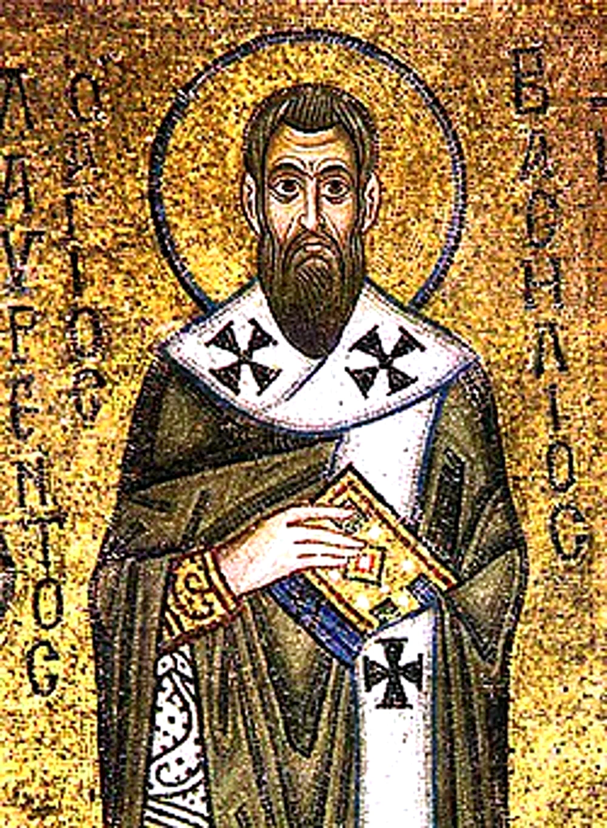 St. Basil the Great. Mosaic, Kiev Hagia Sophia, XI century.