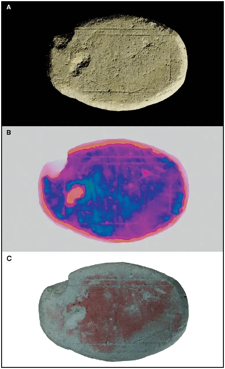 Digital models of the limestone board show the depths of its wear