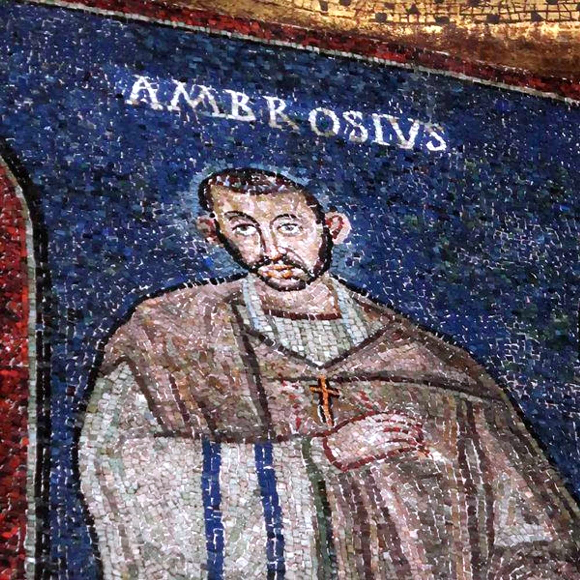  Late antique mosaic of Saint Ambrose in the church St. Ambrogio in Milan which might be an actual portrait made while Ambrose was living.
