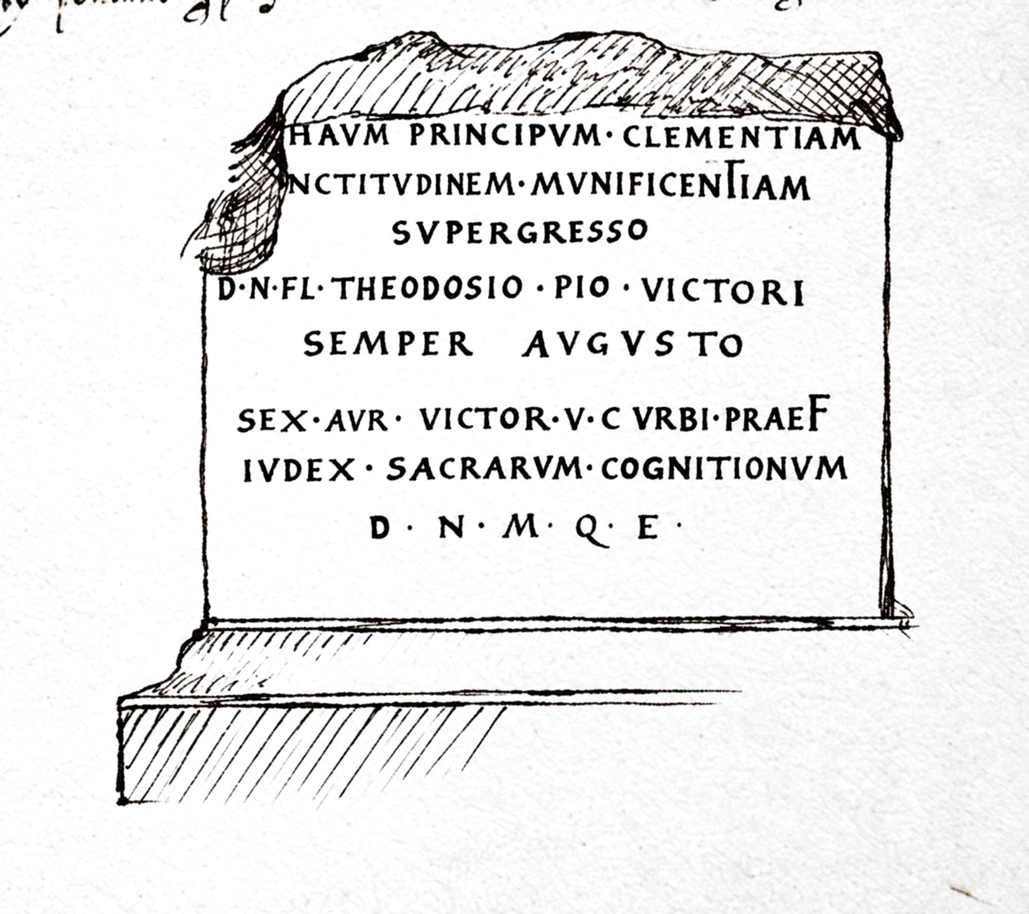 Base of statue originally dedicated to Theodosius by Sextus Aurelius Victor