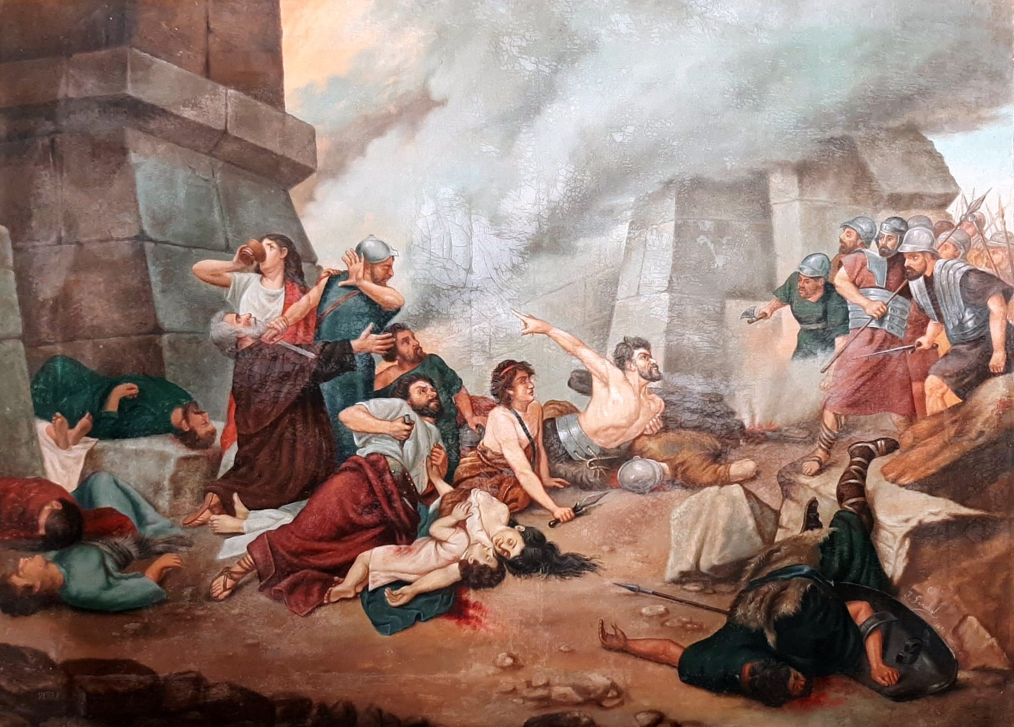 "Numancia", by José Garabal Louzao (1890); version, on a reduced scale, of "The Last Day of Numancia", by Alejo Vera y Estaca (1881).