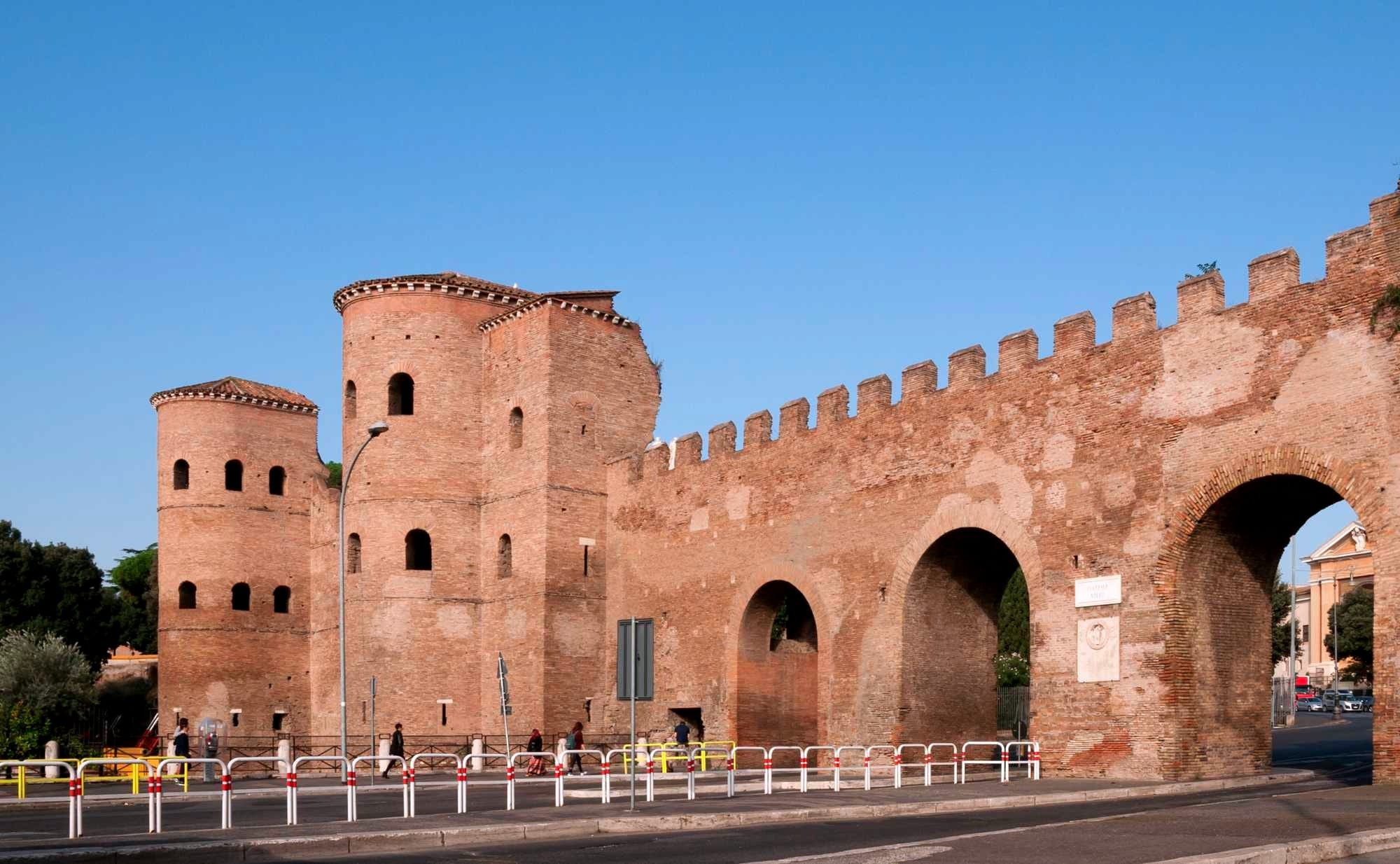 The Aurelian Walls at Porta Asinaria, Rome.