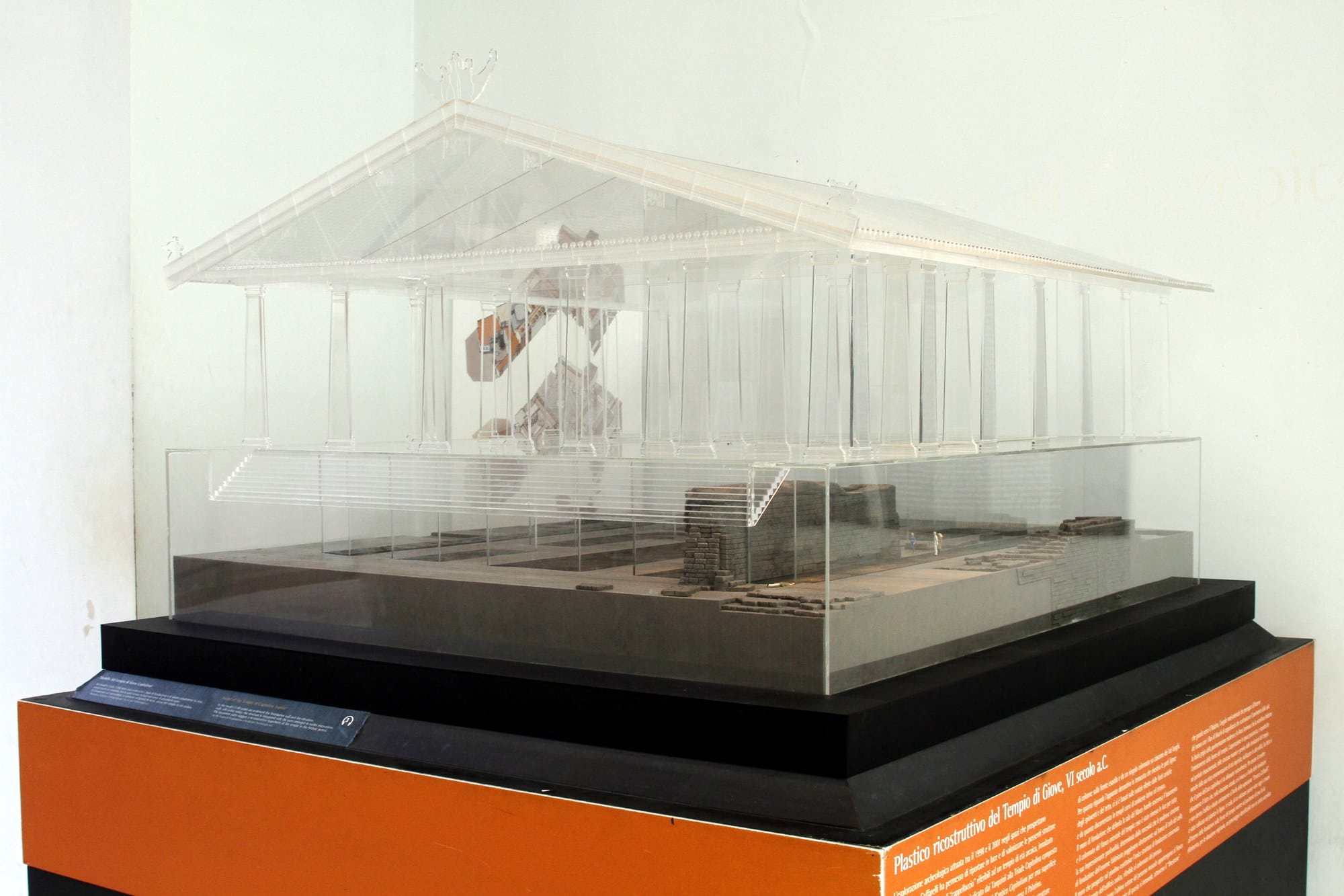 Transparent museum model reconstructing the Temple of Jupiter on the Capitoline Hill in Rome.