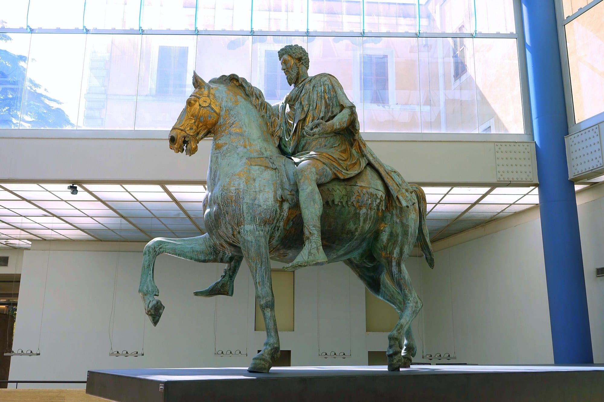 Bronze equestrian statue of Marcus Aurelius displayed in Rome’s Capitoline Museums.