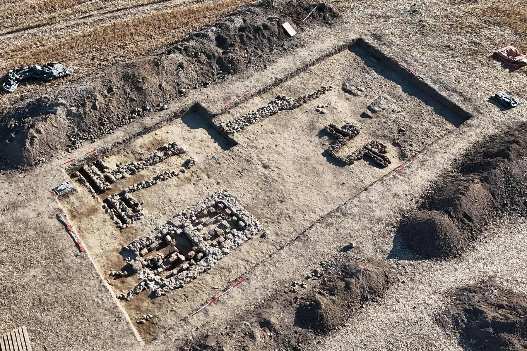 Excavated remains of three Roman drying installations at Stein