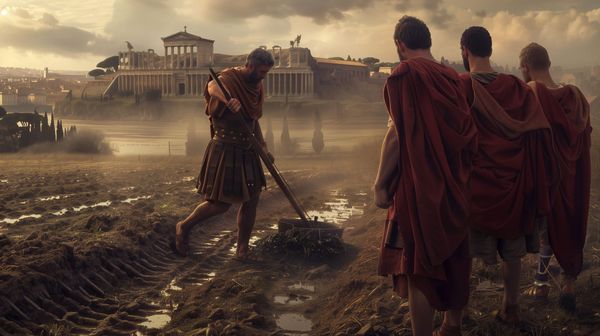 The moment Lucius Quinctius Cincinnatus is appointed a dictator while plowing his field.