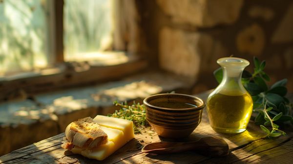 A typical Roman table, with olive oil at the center of it