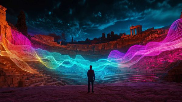A person amongst the sound waves created by the marvellous acoustics of an ancient Roman odeon