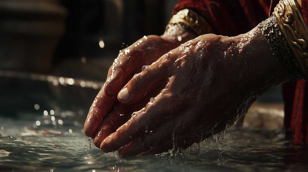 A possible representation of Pontius Pilate washing his hands